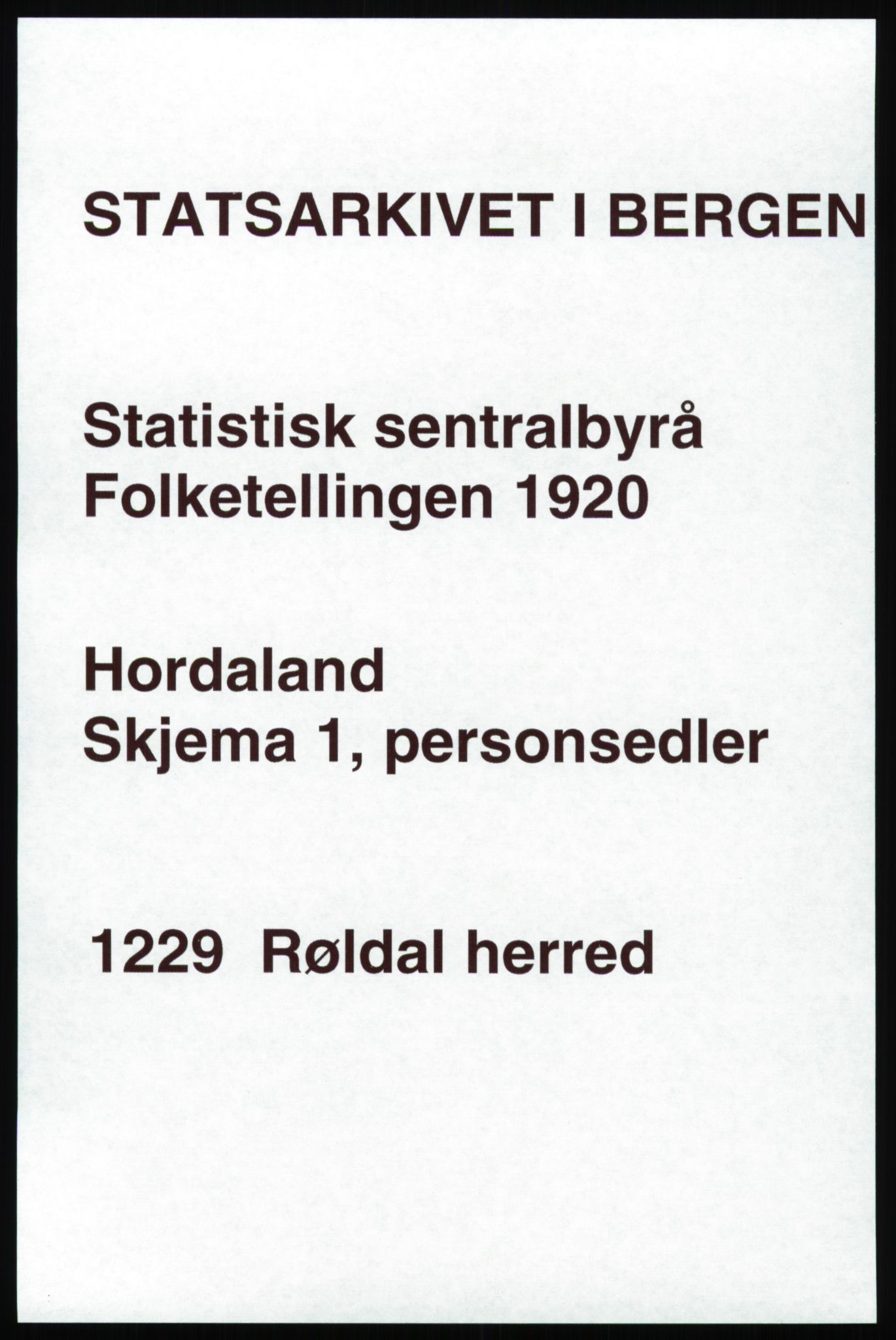 SAB, Folketelling 1920 for 1229 Røldal herred, 1920, s. 329