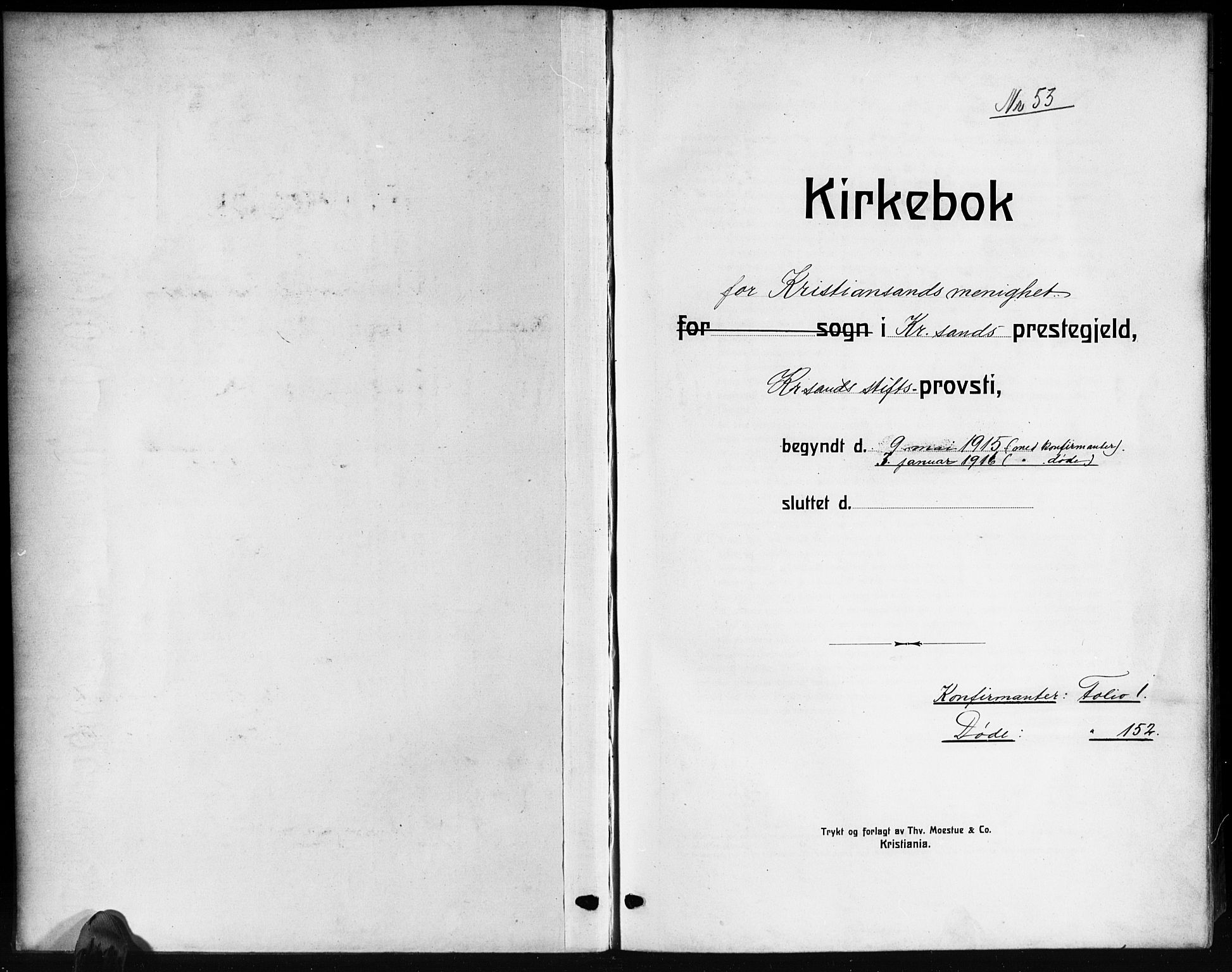 Kristiansand domprosti, SAK/1112-0006/F/Fb/L0022: Klokkerbok nr. B 22, 1915-1925