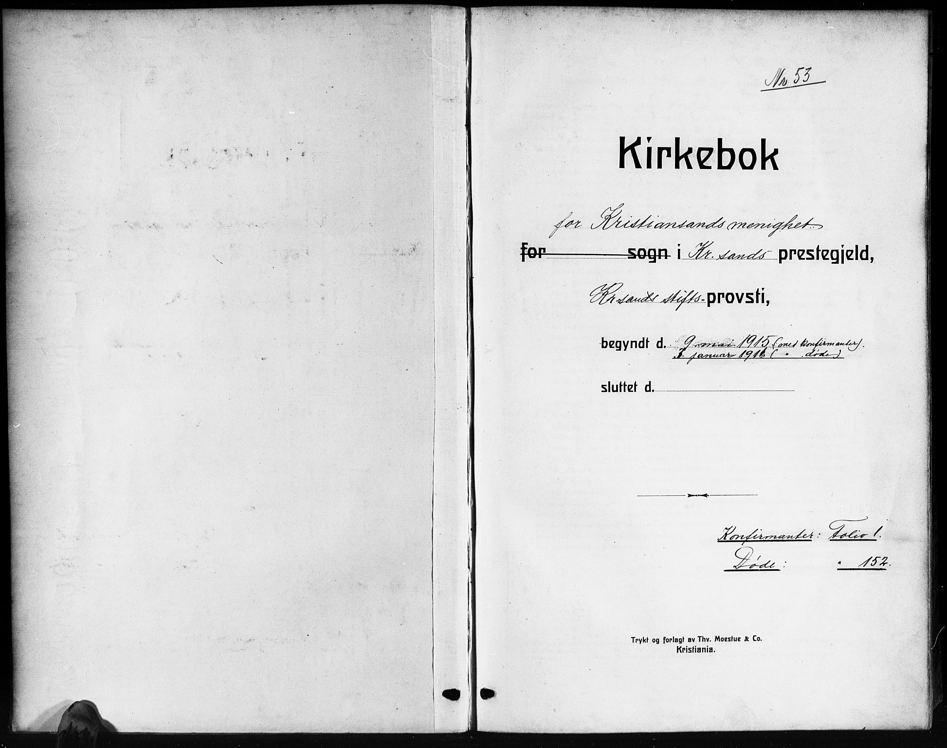 Kristiansand domprosti, AV/SAK-1112-0006/F/Fb/L0022: Klokkerbok nr. B 22, 1915-1925