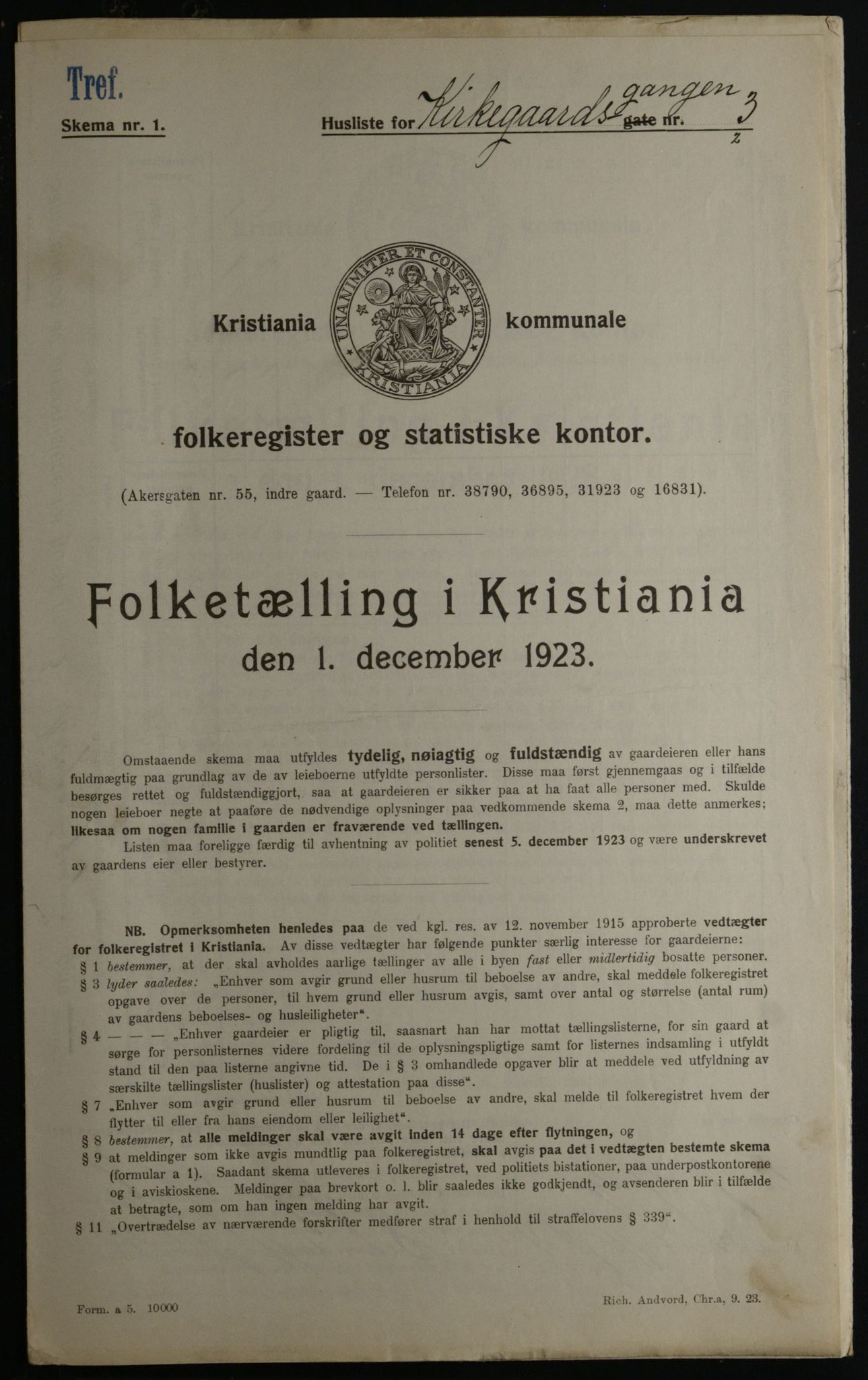 OBA, Kommunal folketelling 1.12.1923 for Kristiania, 1923, s. 55710