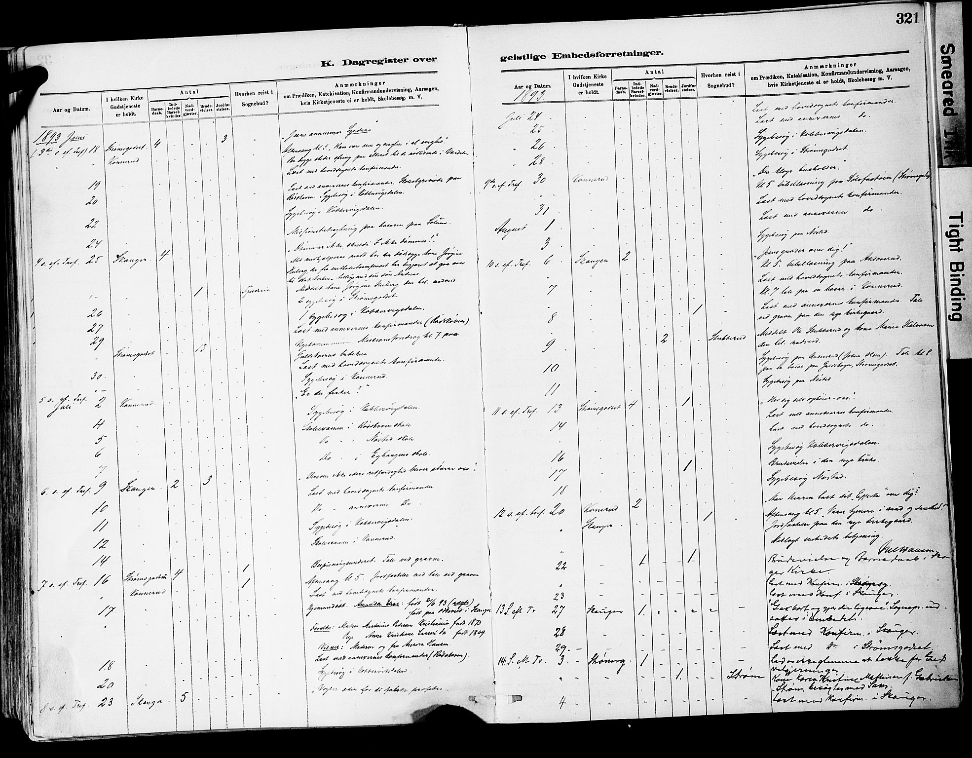 Strømsgodset kirkebøker, AV/SAKO-A-324/F/Fa/L0001: Ministerialbok nr. 1, 1885-1909, s. 321