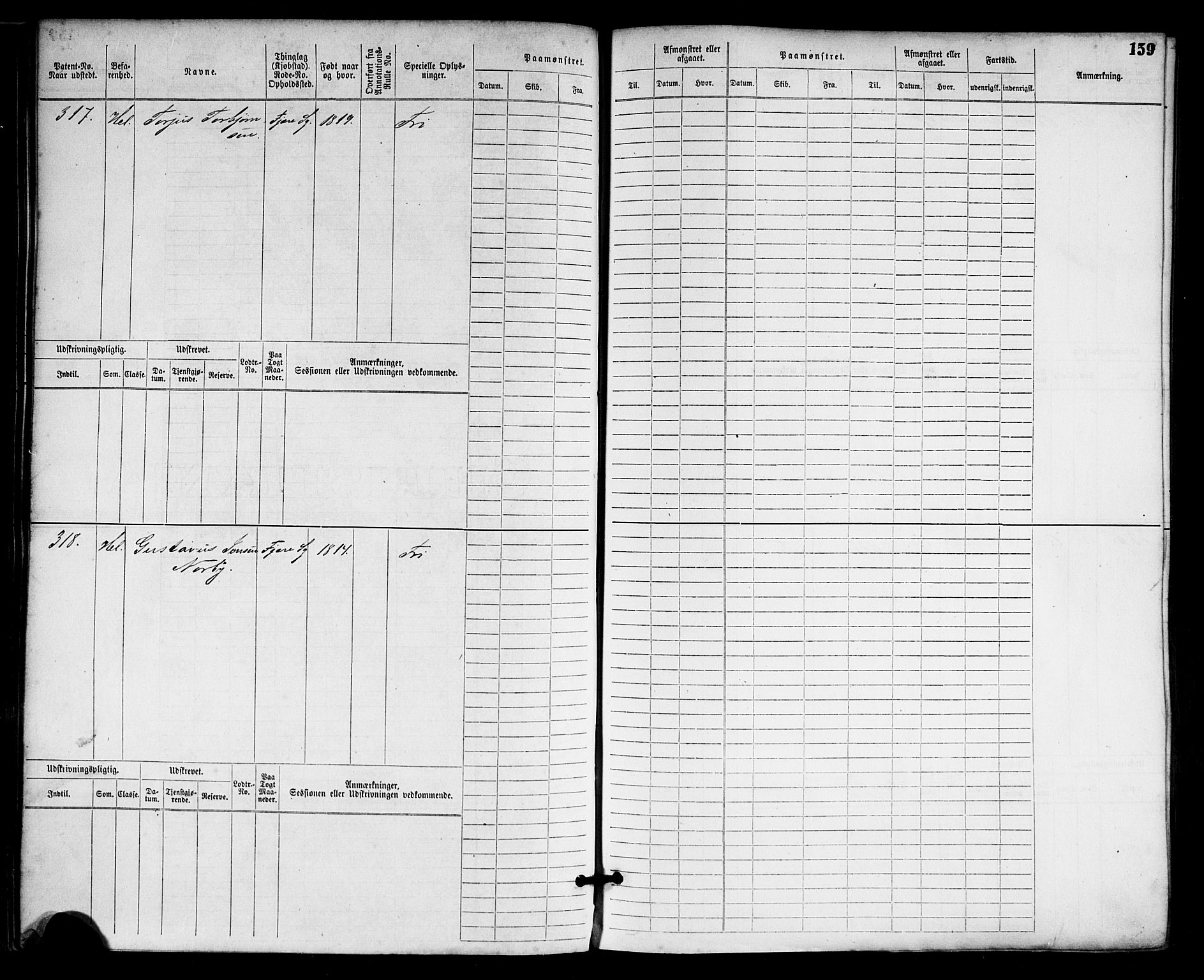 Grimstad mønstringskrets, AV/SAK-2031-0013/F/Fb/L0001: Hovedrulle nr 1-758, F-4, 1868-1869, s. 166