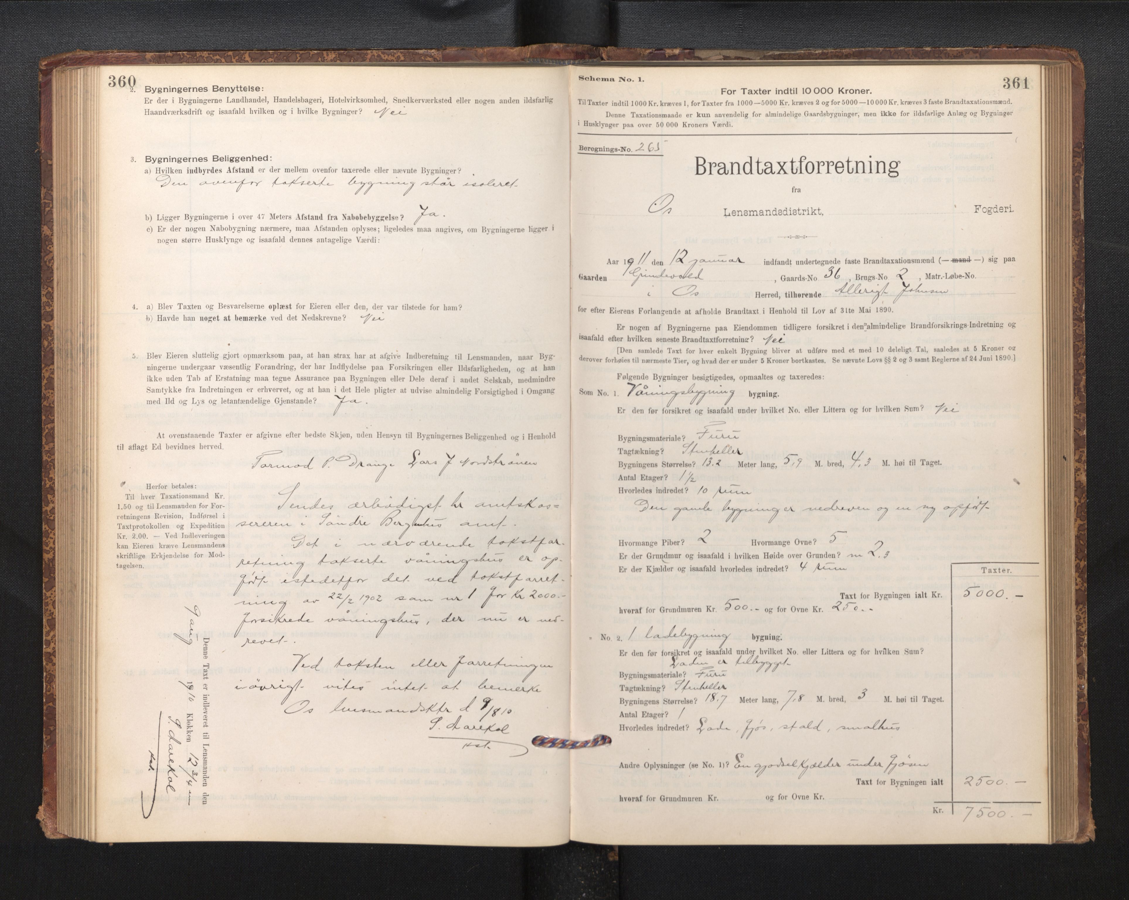 Lensmannen i Os, SAB/A-34101/0012/L0008: Branntakstprotokoll, skjematakst, 1894-1915, s. 360-361