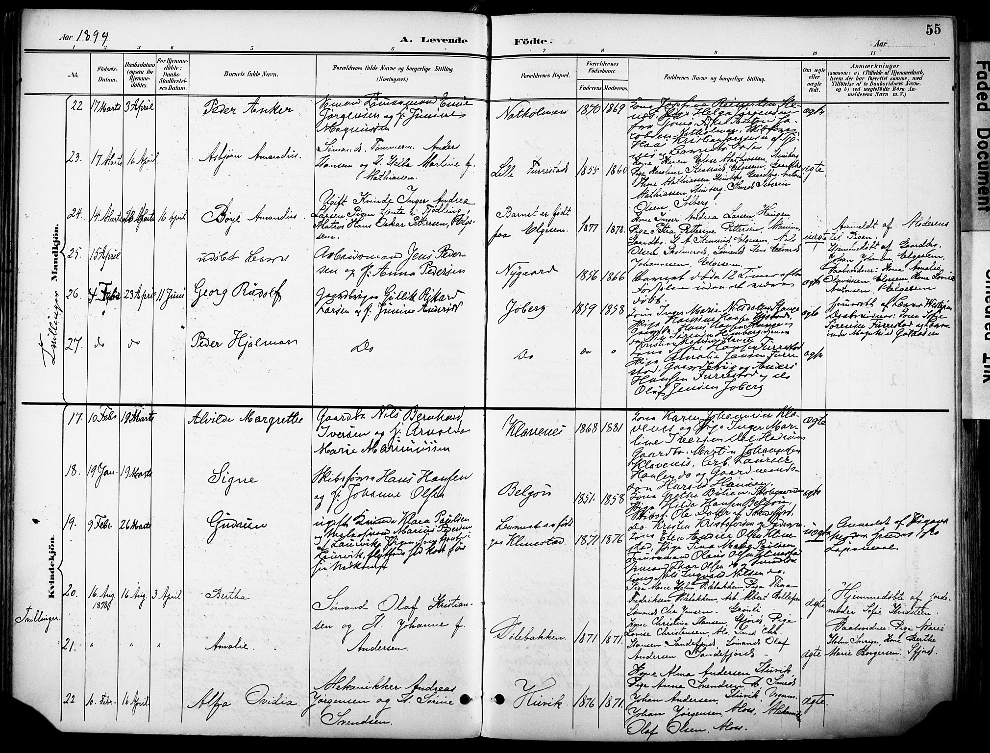 Sandar kirkebøker, AV/SAKO-A-243/F/Fa/L0014: Ministerialbok nr. 14, 1896-1909, s. 55