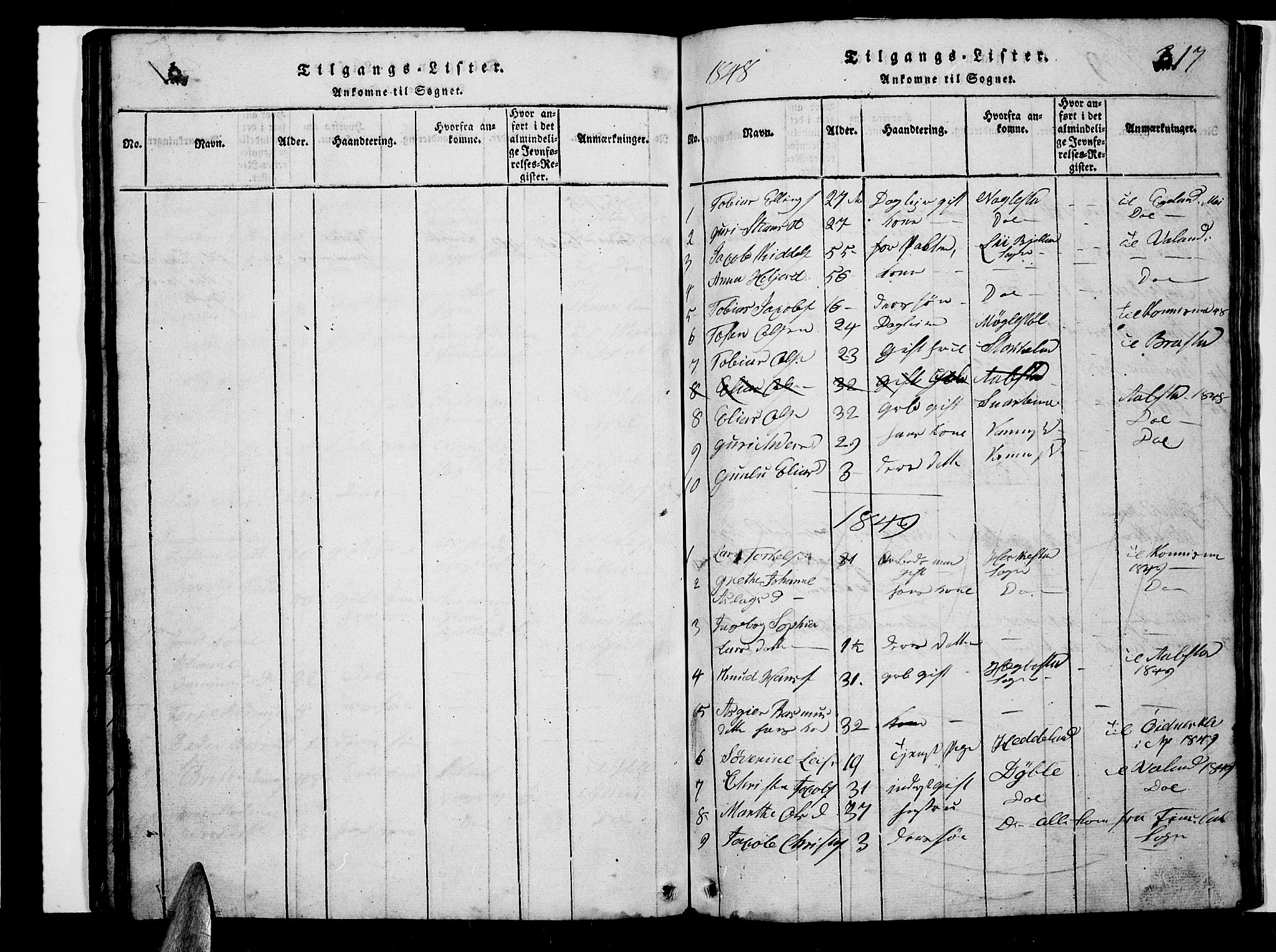Nord-Audnedal sokneprestkontor, SAK/1111-0032/F/Fb/Fba/L0001: Klokkerbok nr. B 1, 1815-1856, s. 317
