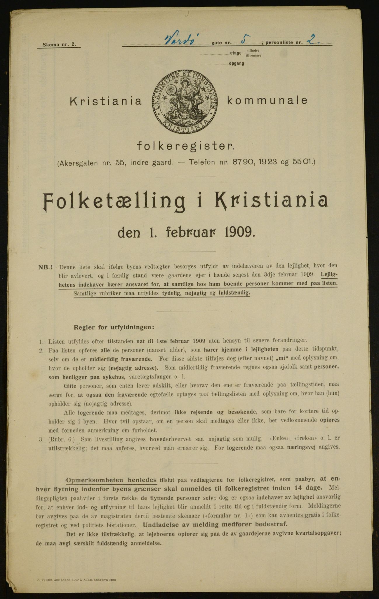 OBA, Kommunal folketelling 1.2.1909 for Kristiania kjøpstad, 1909, s. 110608