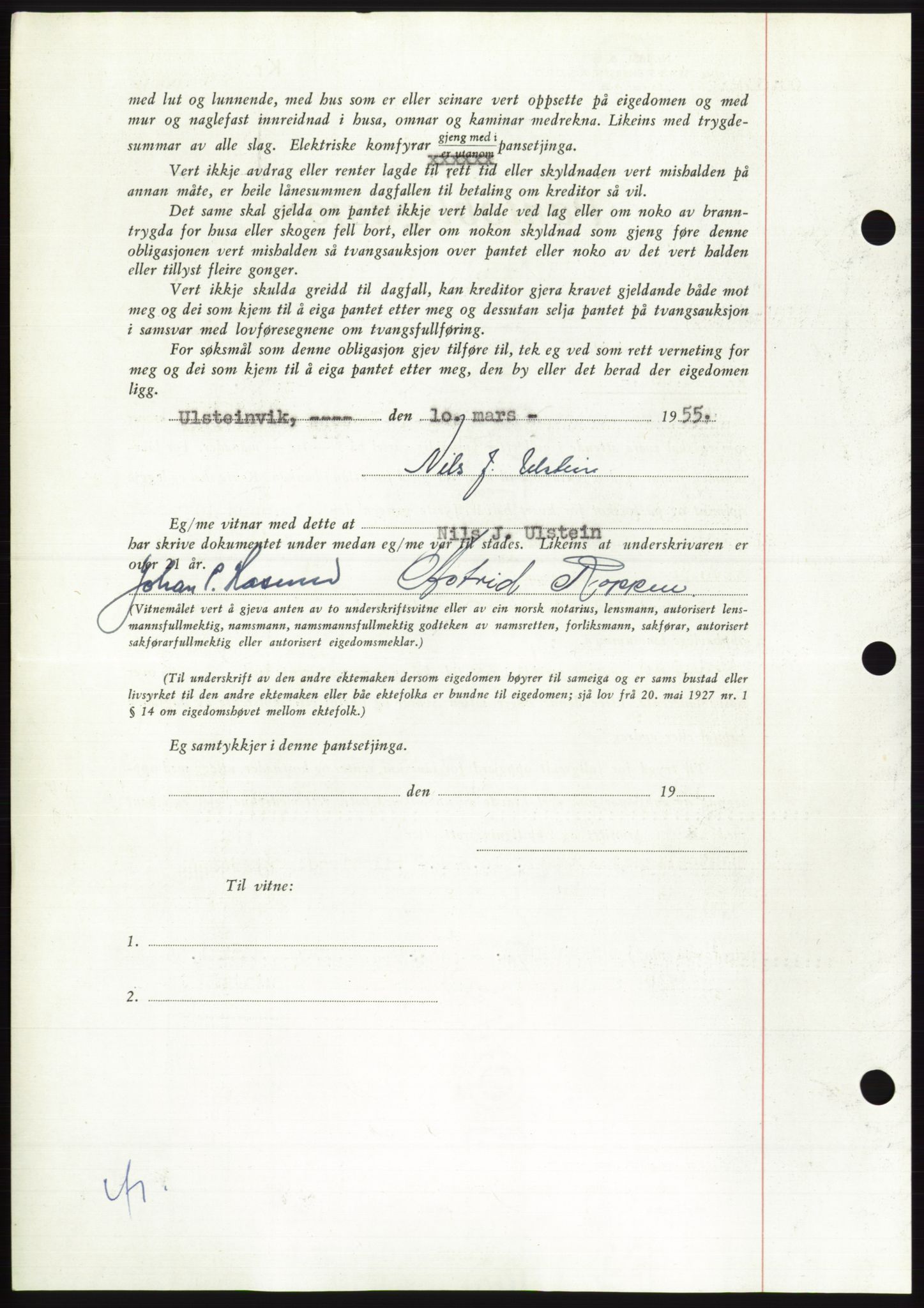 Søre Sunnmøre sorenskriveri, AV/SAT-A-4122/1/2/2C/L0126: Pantebok nr. 14B, 1954-1955, Dagboknr: 594/1955