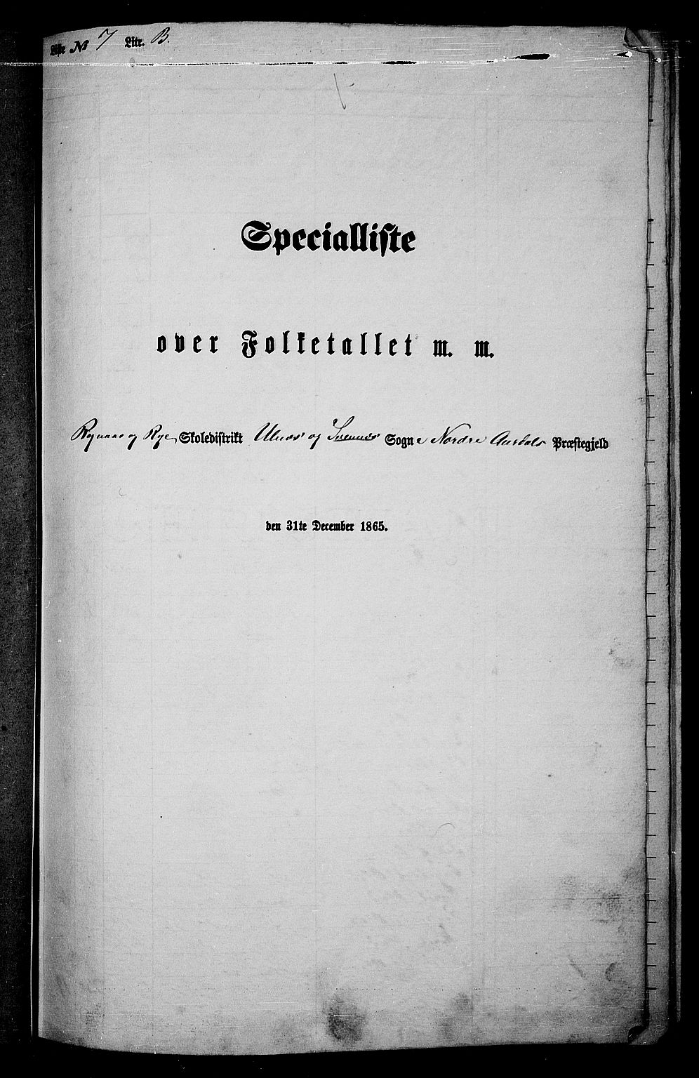 RA, Folketelling 1865 for 0542P Nord-Aurdal prestegjeld, 1865, s. 144