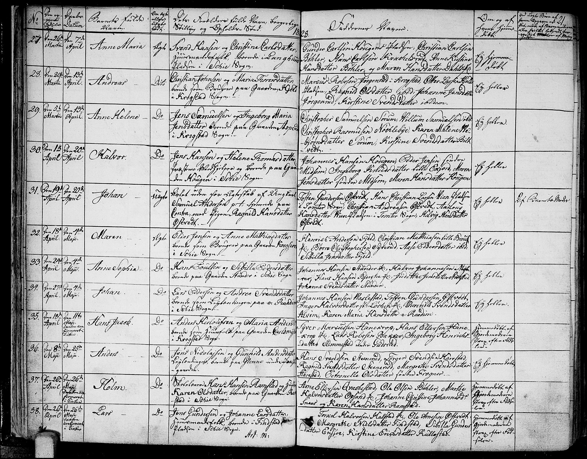 Kråkstad prestekontor Kirkebøker, AV/SAO-A-10125a/F/Fa/L0004: Ministerialbok nr. I 4, 1825-1837, s. 21