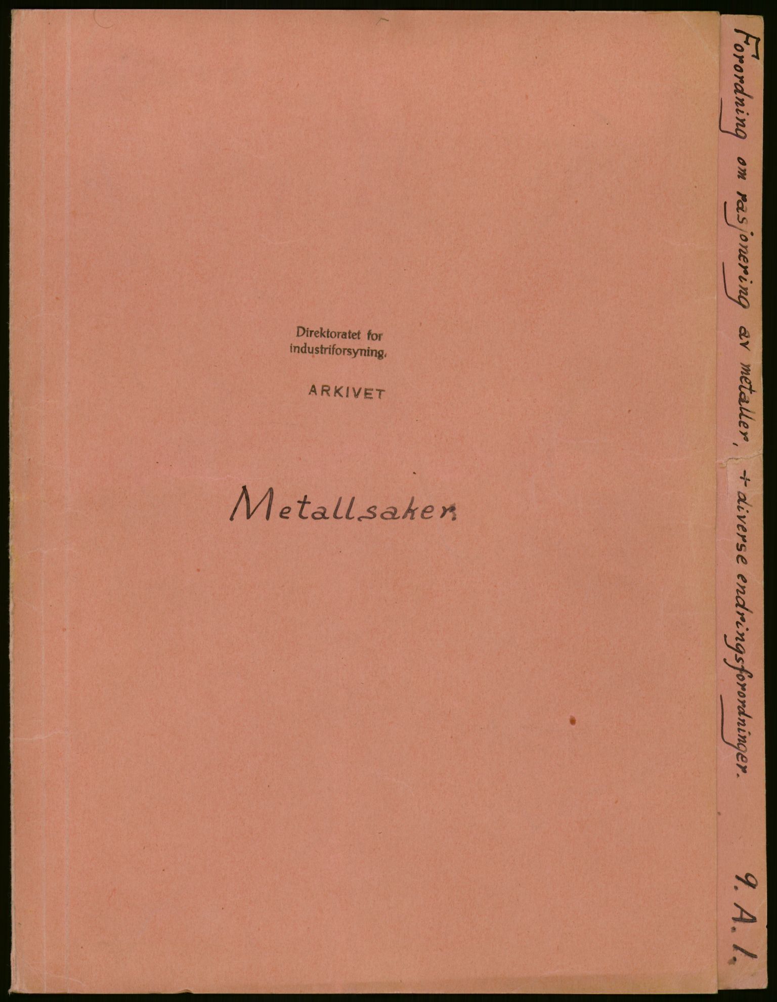 Direktoratet for industriforsyning, Sekretariatet, AV/RA-S-4153/D/Df/L0054: 9. Metallkontoret, 1940-1945, s. 1