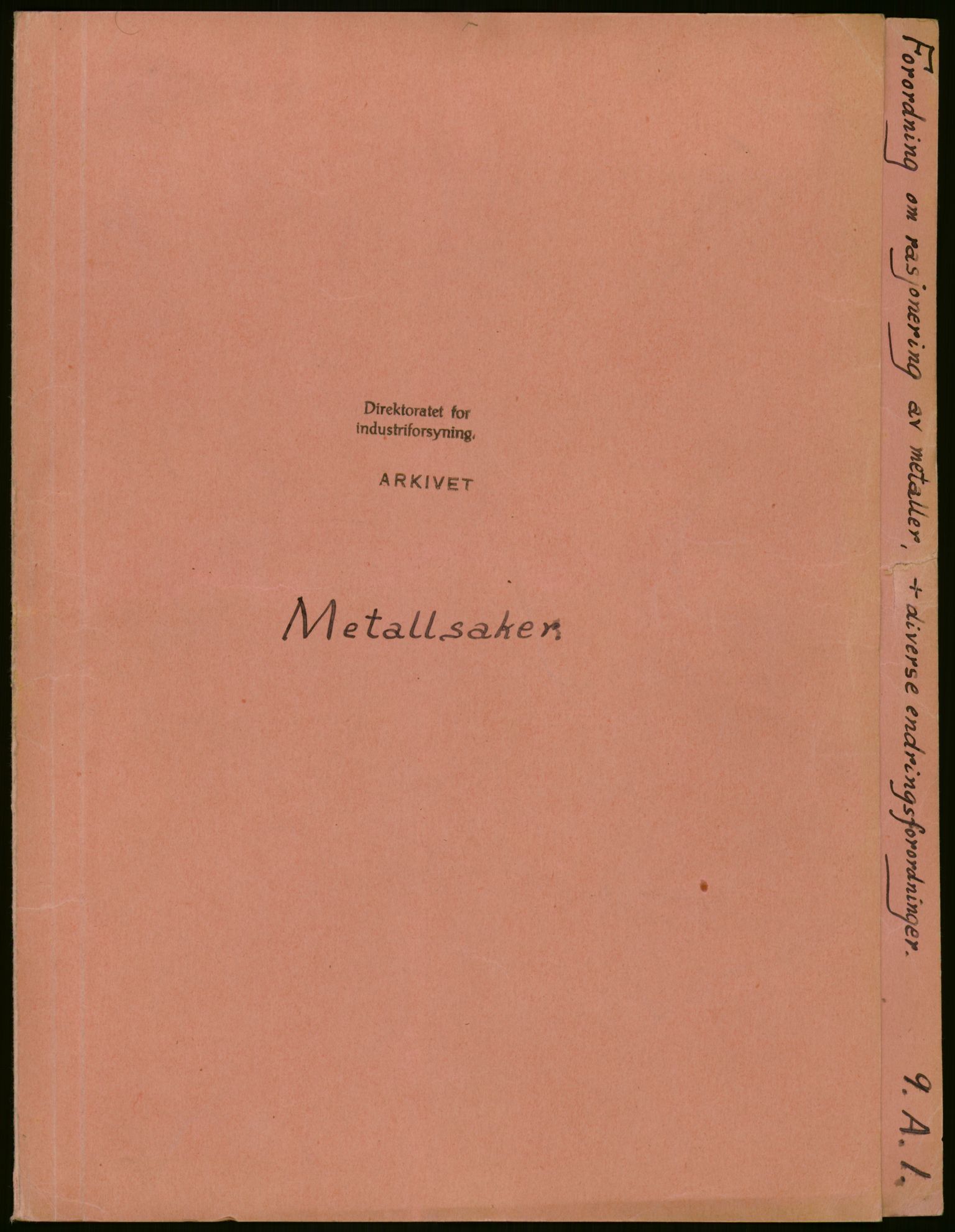 Direktoratet for industriforsyning, Sekretariatet, RA/S-4153/D/Df/L0054: 9. Metallkontoret, 1940-1945, s. 1