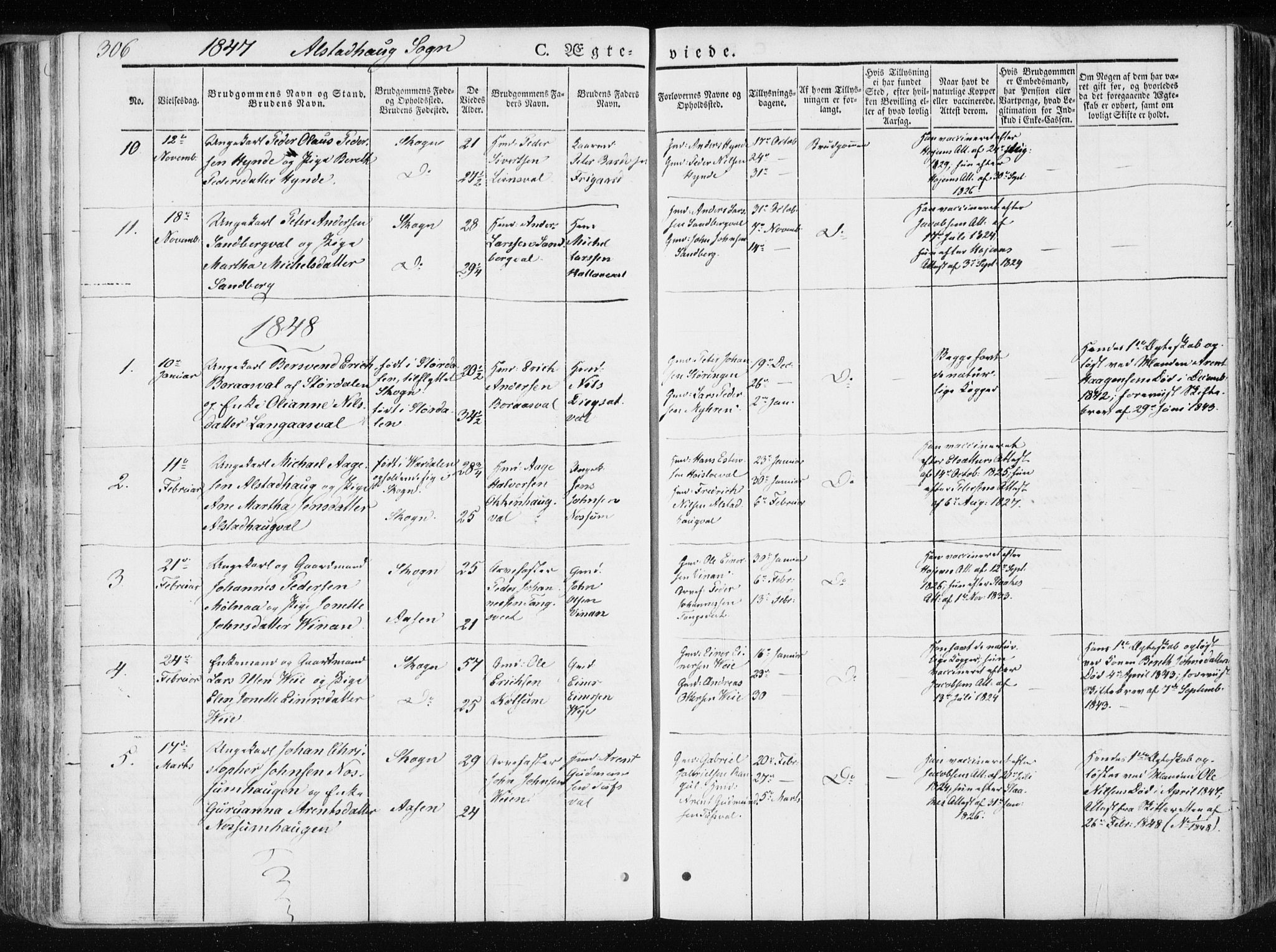 Ministerialprotokoller, klokkerbøker og fødselsregistre - Nord-Trøndelag, SAT/A-1458/717/L0154: Ministerialbok nr. 717A06 /1, 1836-1849, s. 306