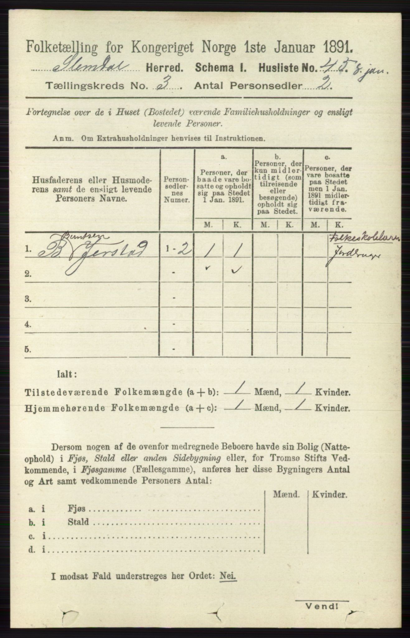 RA, Folketelling 1891 for 0811 Slemdal herred, 1891, s. 749