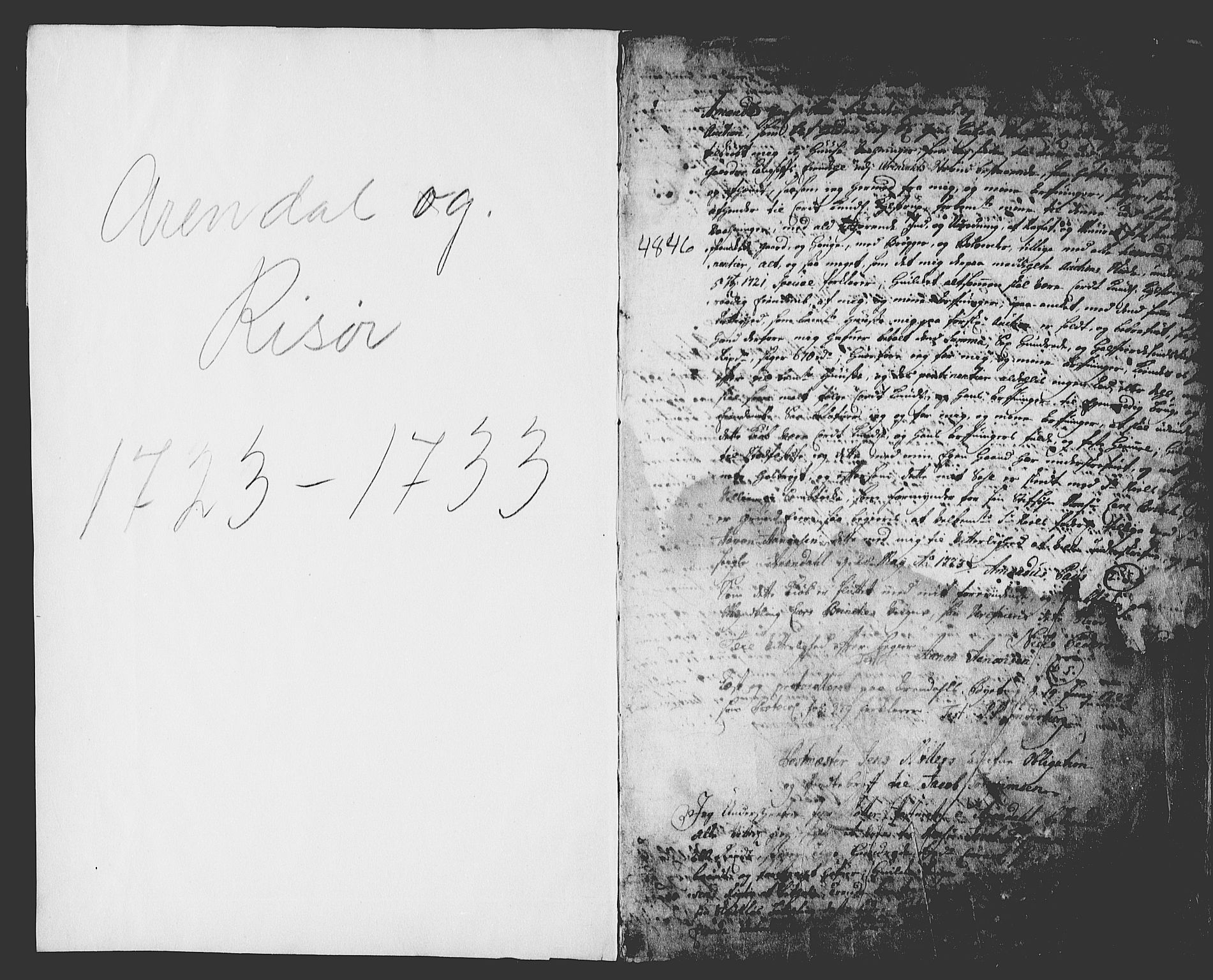 Arendal byfogd, SAK/1222-0001/G/Gb/Gba/L0001: Pantebok nr. 1, 1723-1733, s. 1