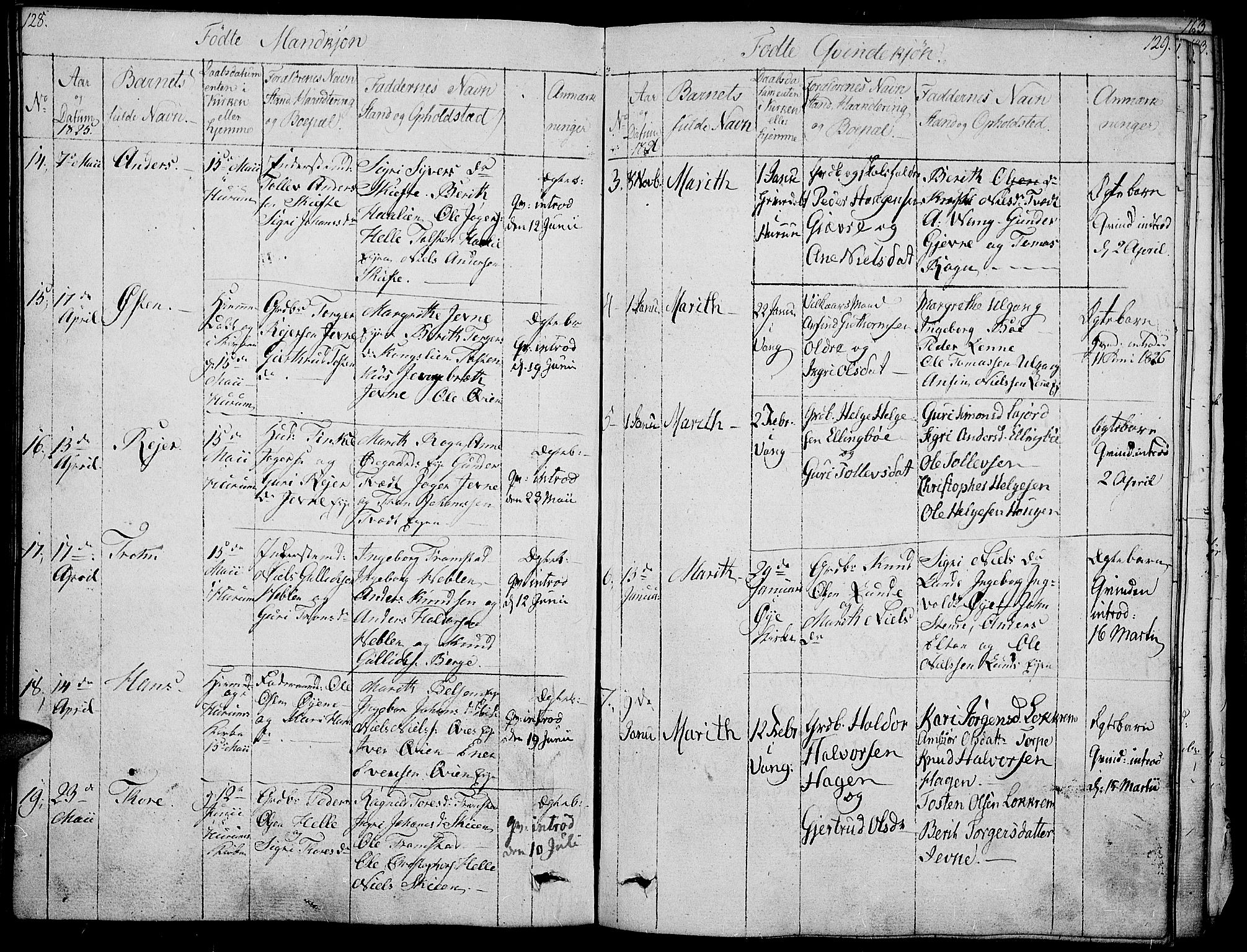 Vang prestekontor, Valdres, AV/SAH-PREST-140/H/Ha/L0003: Ministerialbok nr. 3, 1809-1831, s. 128-129