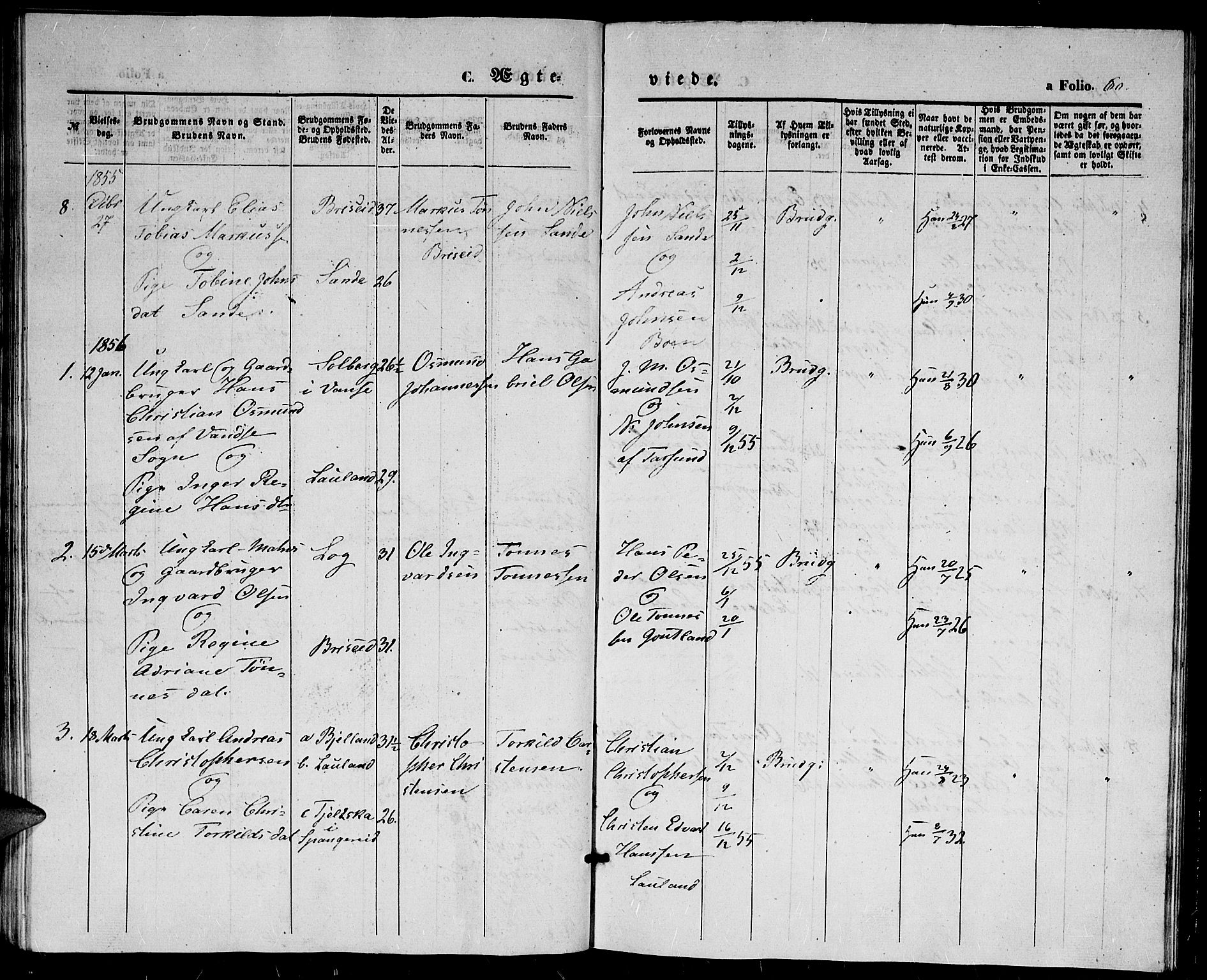 Herad sokneprestkontor, AV/SAK-1111-0018/F/Fb/Fba/L0002: Klokkerbok nr. B 2, 1852-1862, s. 60