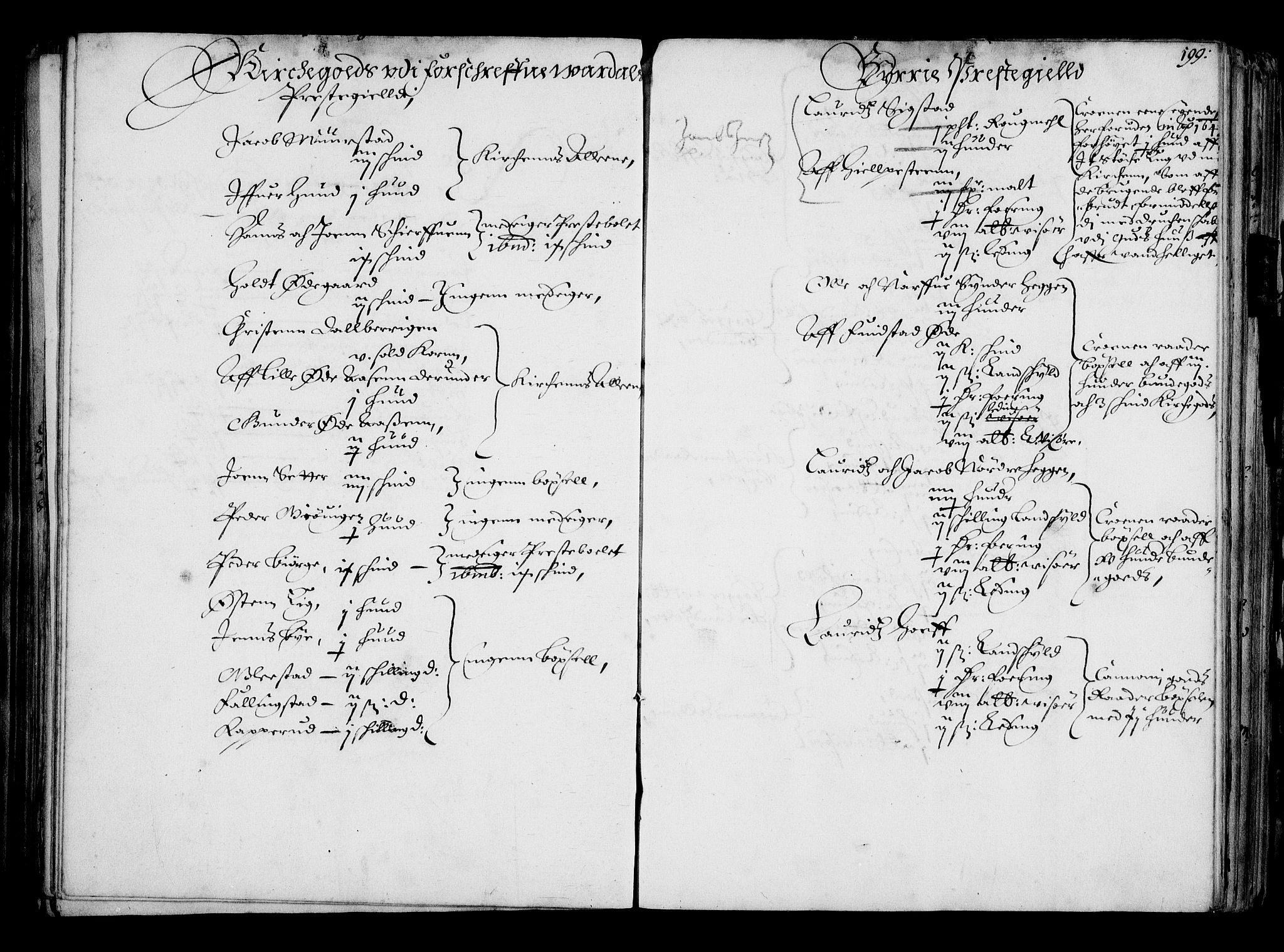 Rentekammeret inntil 1814, Realistisk ordnet avdeling, RA/EA-4070/N/Na/L0001: [XI f]: Akershus stifts jordebok, 1652, s. 198b-199a