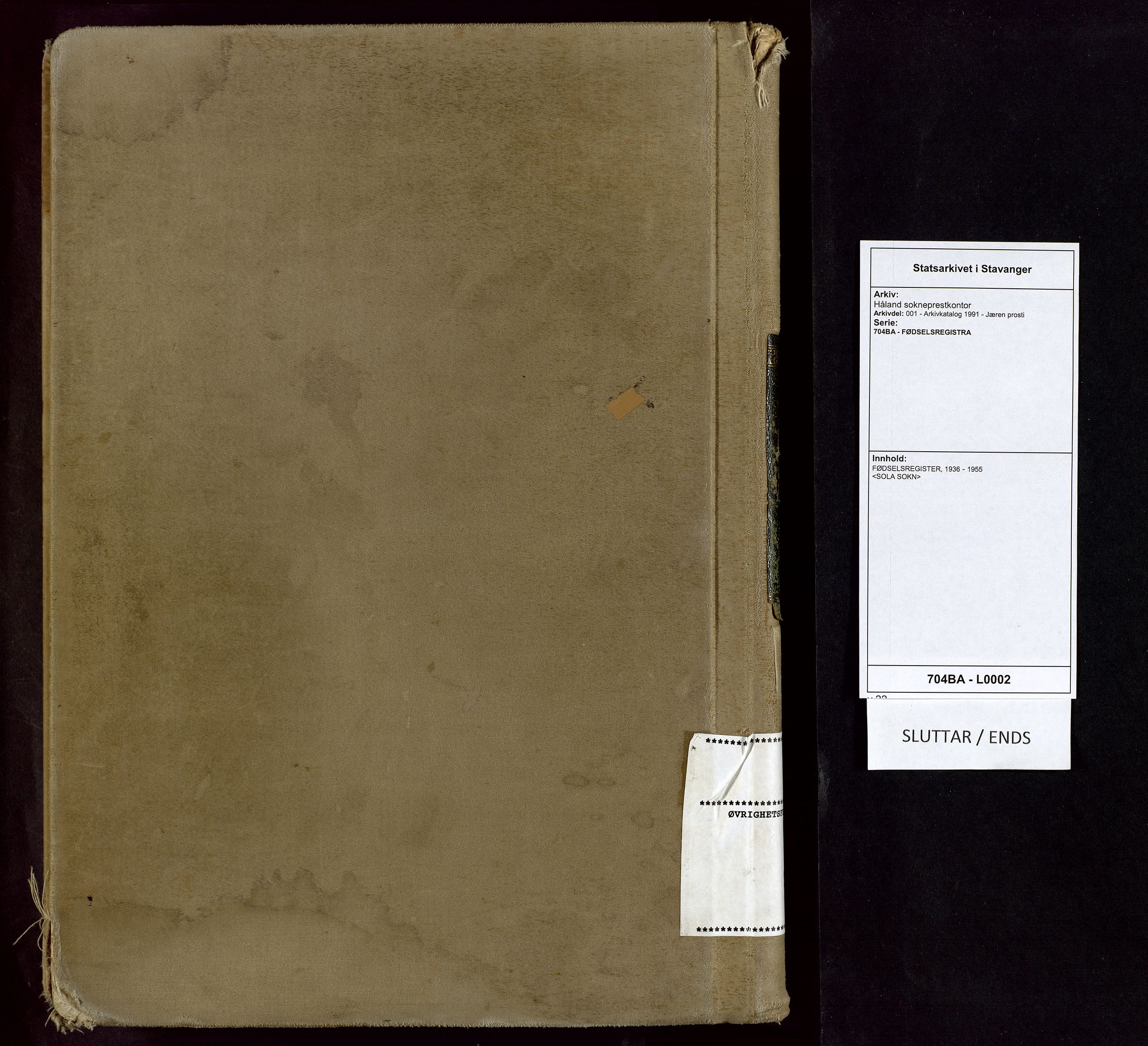 Håland sokneprestkontor, AV/SAST-A-101802/001/704BA/L0002: Fødselsregister nr. 2, 1936-1955
