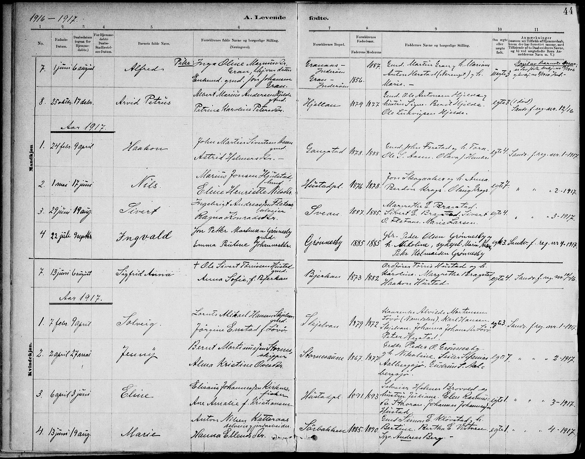 Ministerialprotokoller, klokkerbøker og fødselsregistre - Nord-Trøndelag, SAT/A-1458/732/L0316: Ministerialbok nr. 732A01, 1879-1921, s. 44