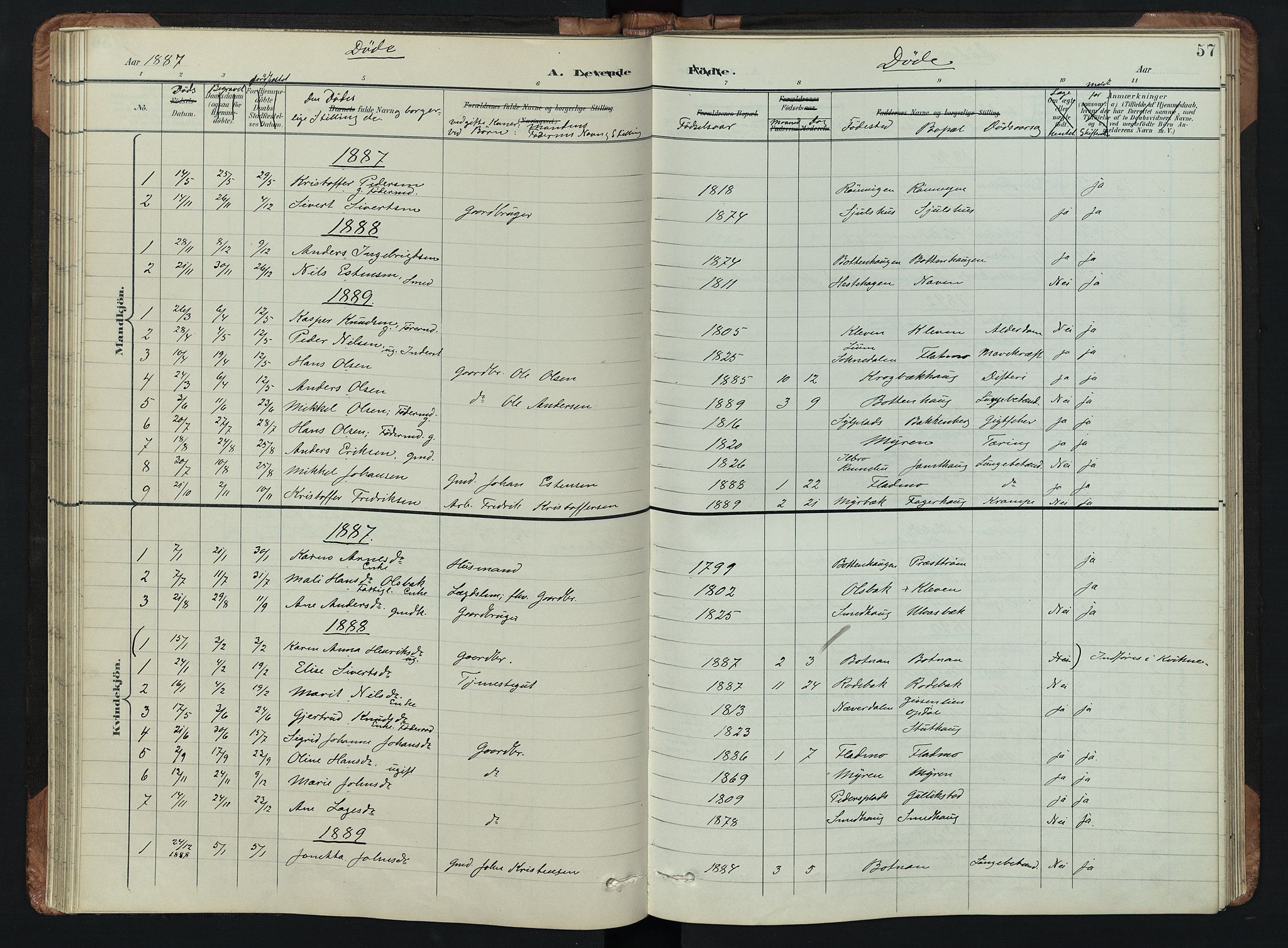 Kvikne prestekontor, AV/SAH-PREST-064/H/Ha/Hab/L0002: Klokkerbok nr. 2, 1859-1901, s. 57