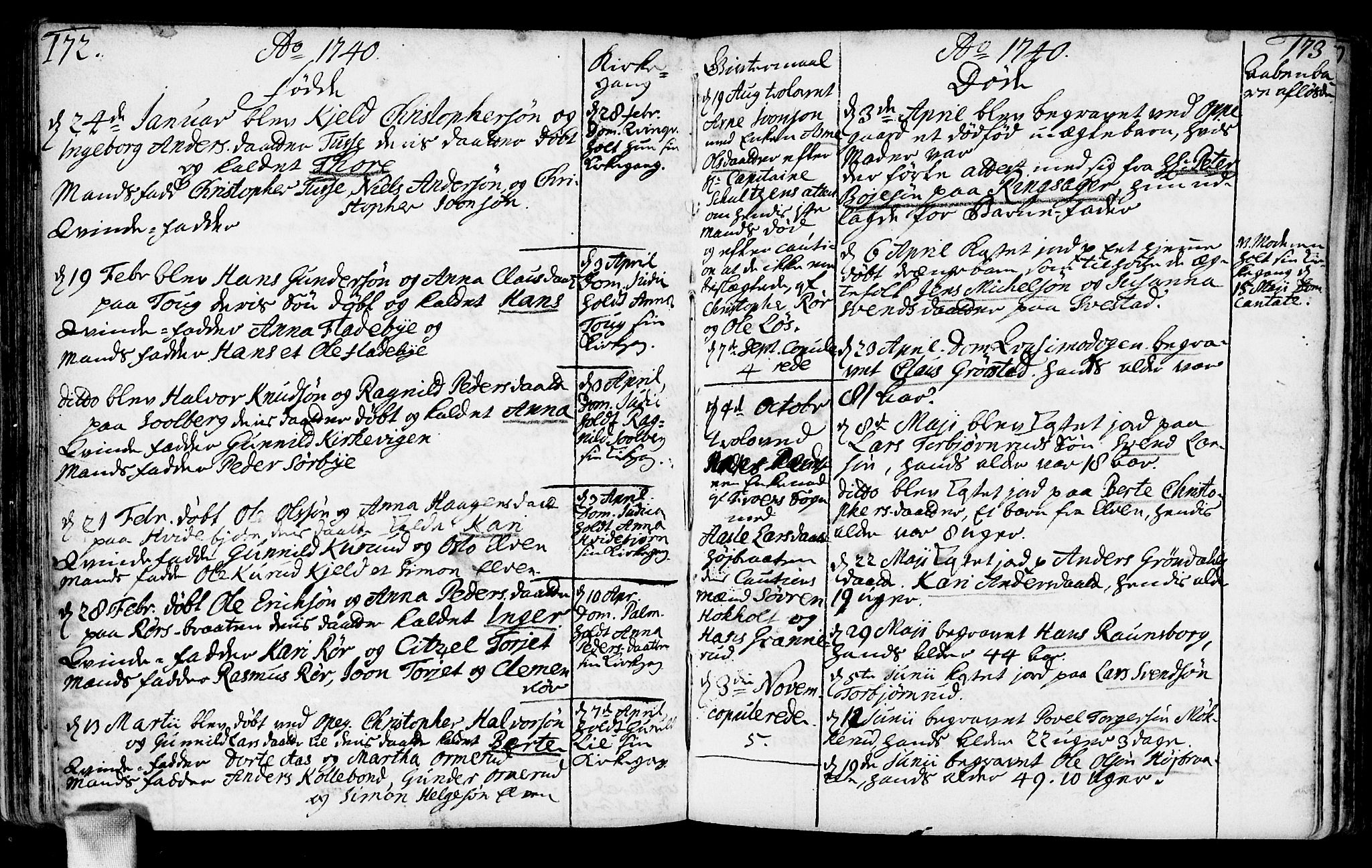Nesodden prestekontor Kirkebøker, AV/SAO-A-10013/F/Fa/L0001: Ministerialbok nr. I 1, 1709-1750, s. 172-173