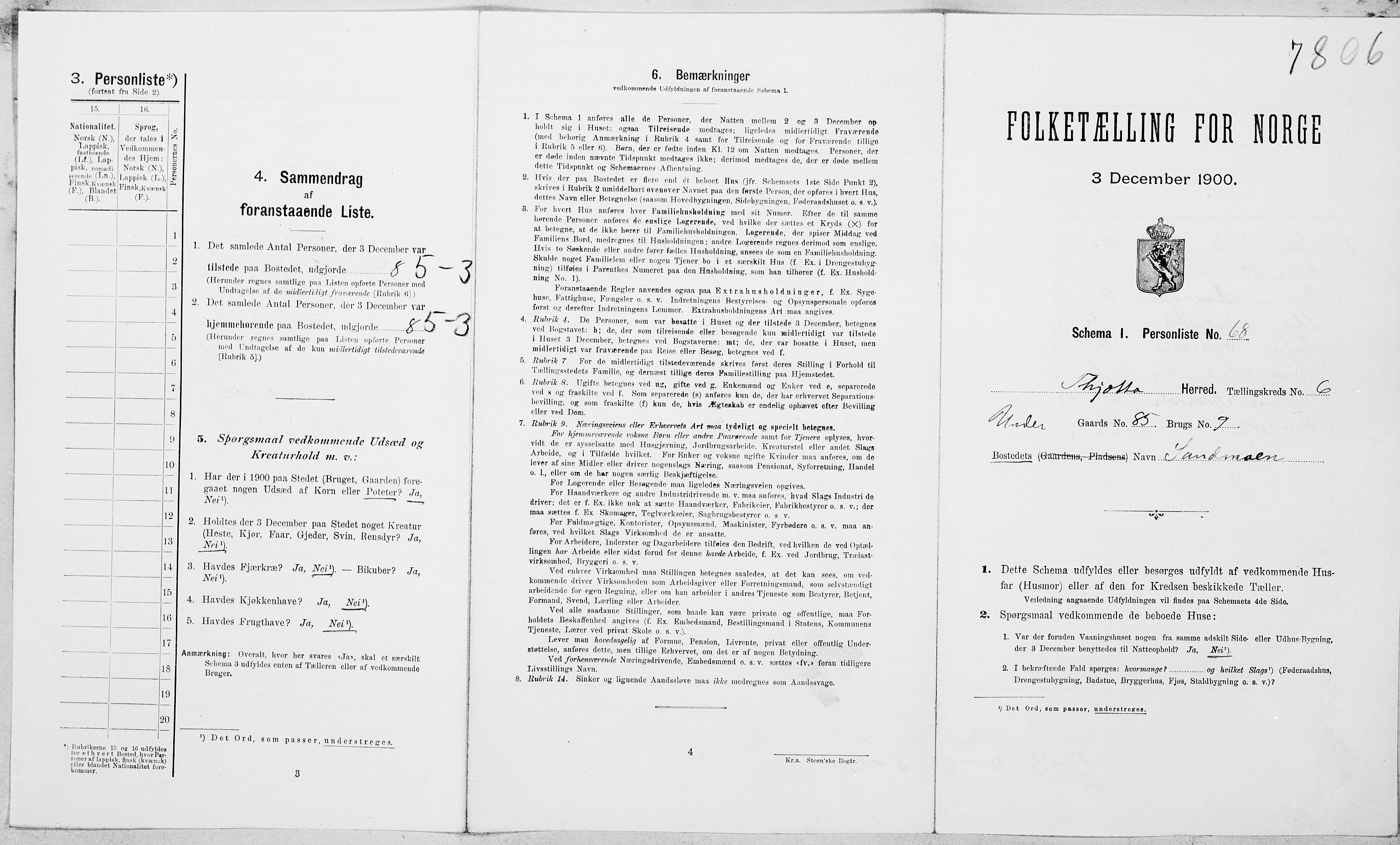 SAT, Folketelling 1900 for 1817 Tjøtta herred, 1900, s. 884