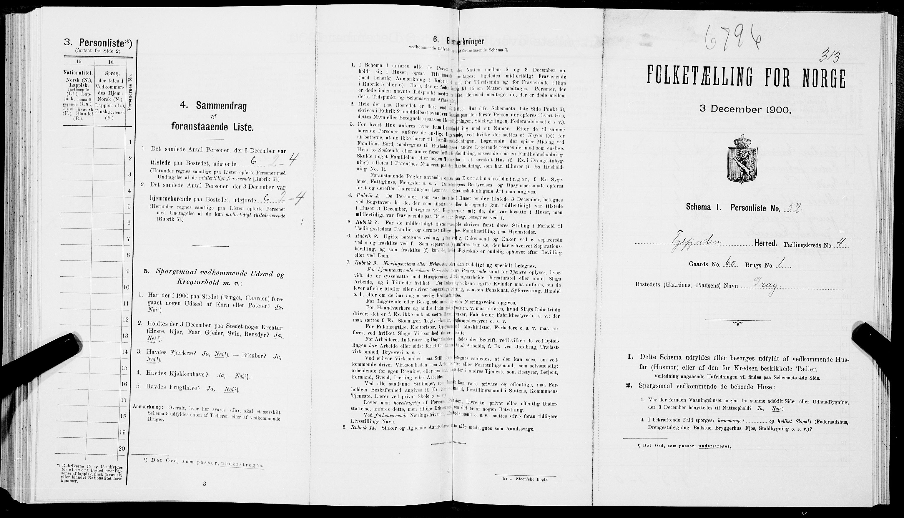 SAT, Folketelling 1900 for 1850 Tysfjord herred, 1900, s. 610