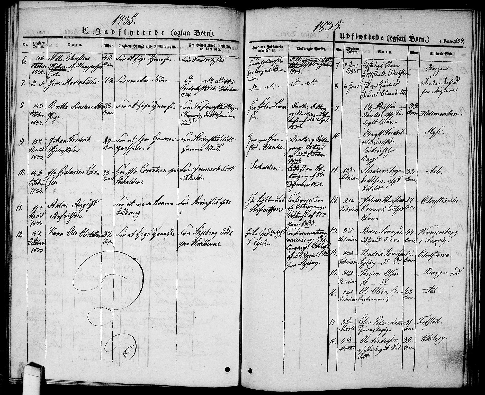 Halden prestekontor Kirkebøker, AV/SAO-A-10909/G/Ga/L0003: Klokkerbok nr. 3, 1834-1844, s. 439
