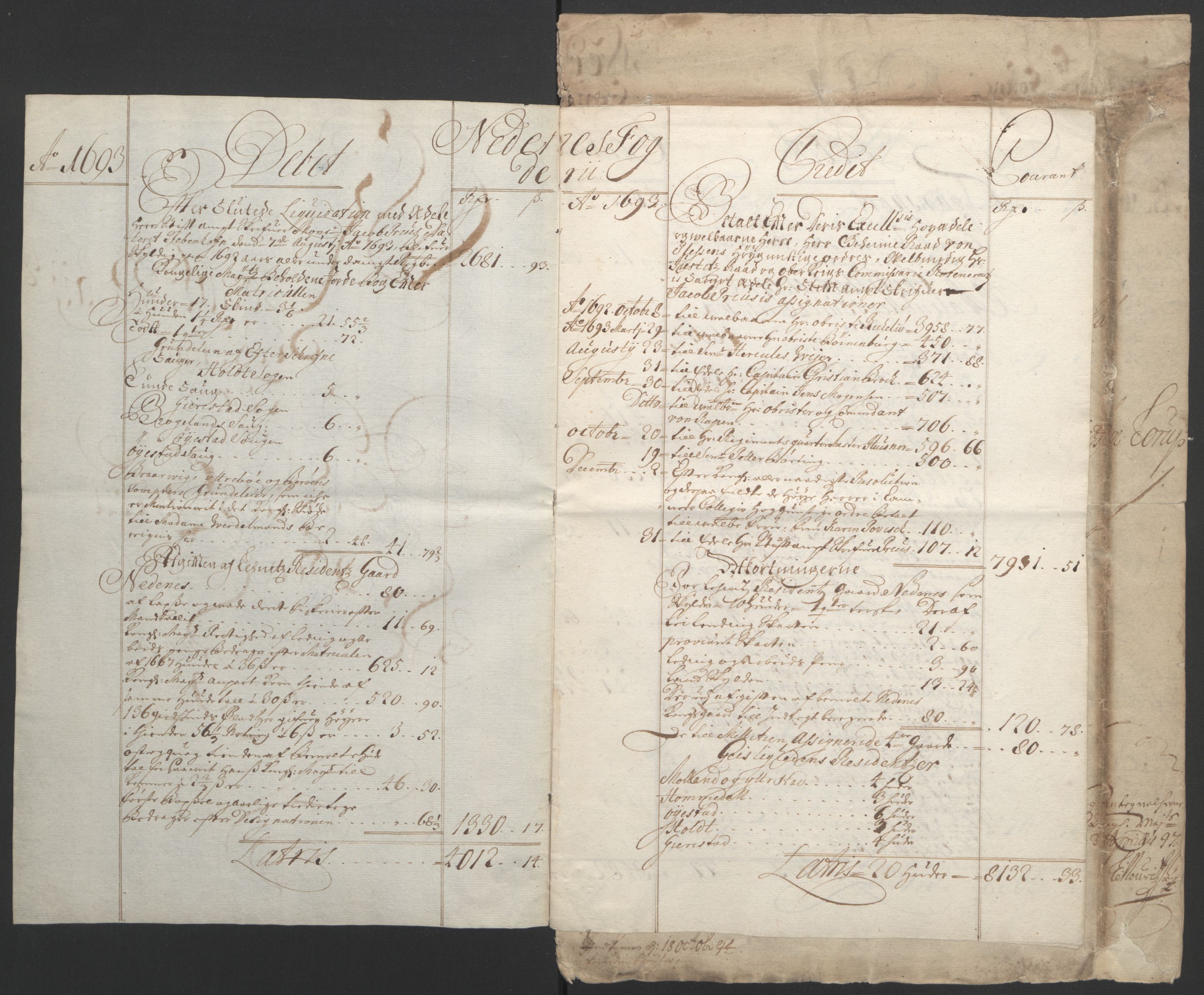 Rentekammeret inntil 1814, Reviderte regnskaper, Fogderegnskap, RA/EA-4092/R39/L2312: Fogderegnskap Nedenes, 1693-1695, s. 4