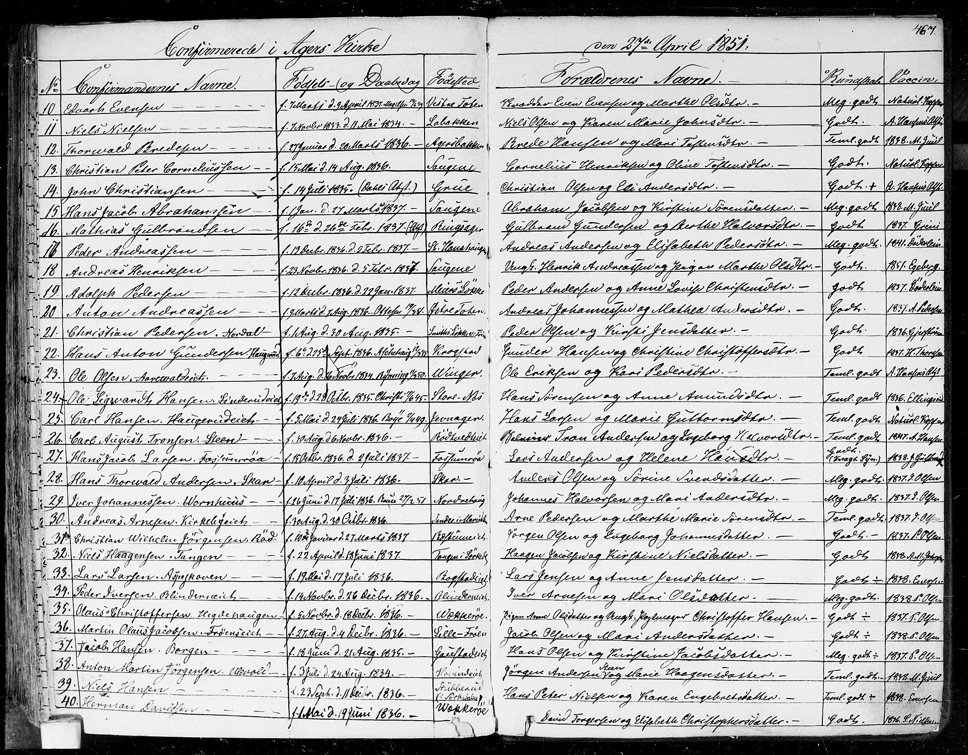 Aker prestekontor kirkebøker, AV/SAO-A-10861/F/L0018: Ministerialbok nr. 17, 1829-1852, s. 467