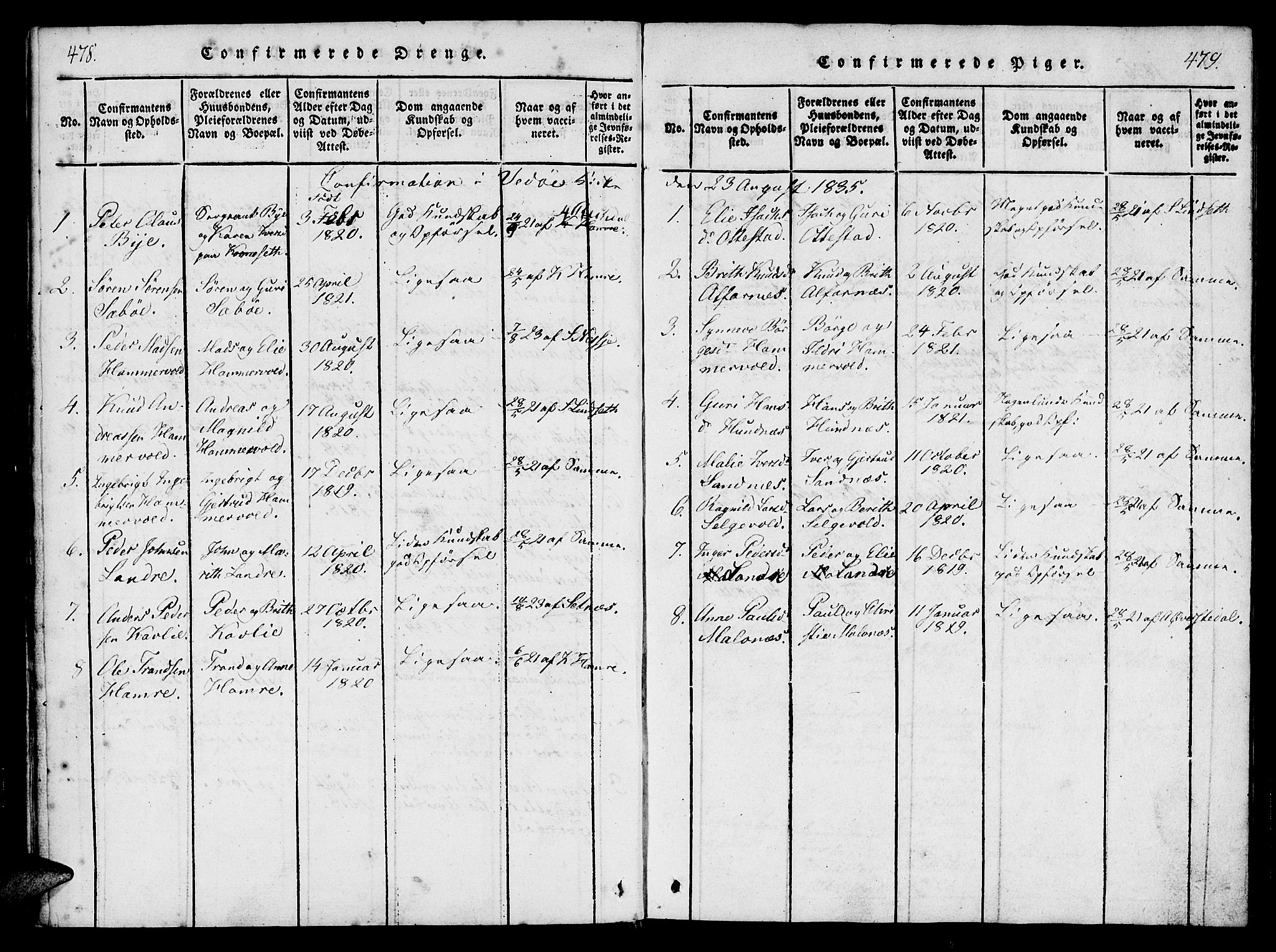 Ministerialprotokoller, klokkerbøker og fødselsregistre - Møre og Romsdal, SAT/A-1454/548/L0612: Ministerialbok nr. 548A01, 1818-1846, s. 478-479