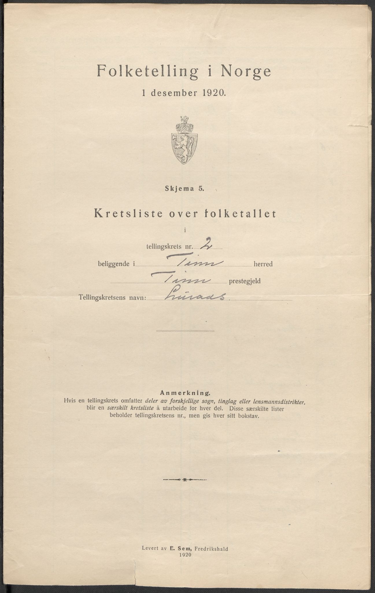 SAKO, Folketelling 1920 for 0826 Tinn herred, 1920, s. 8