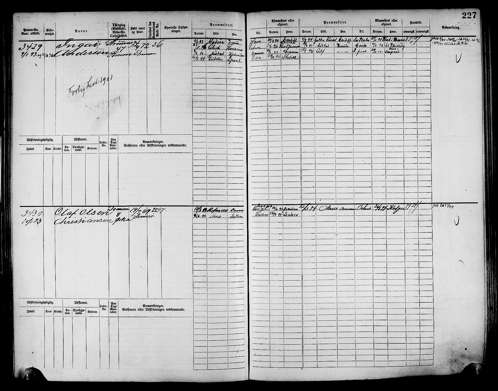 Drammen innrulleringsdistrikt, AV/SAKO-A-781/F/Fc/L0004: Hovedrulle, 1885, s. 233