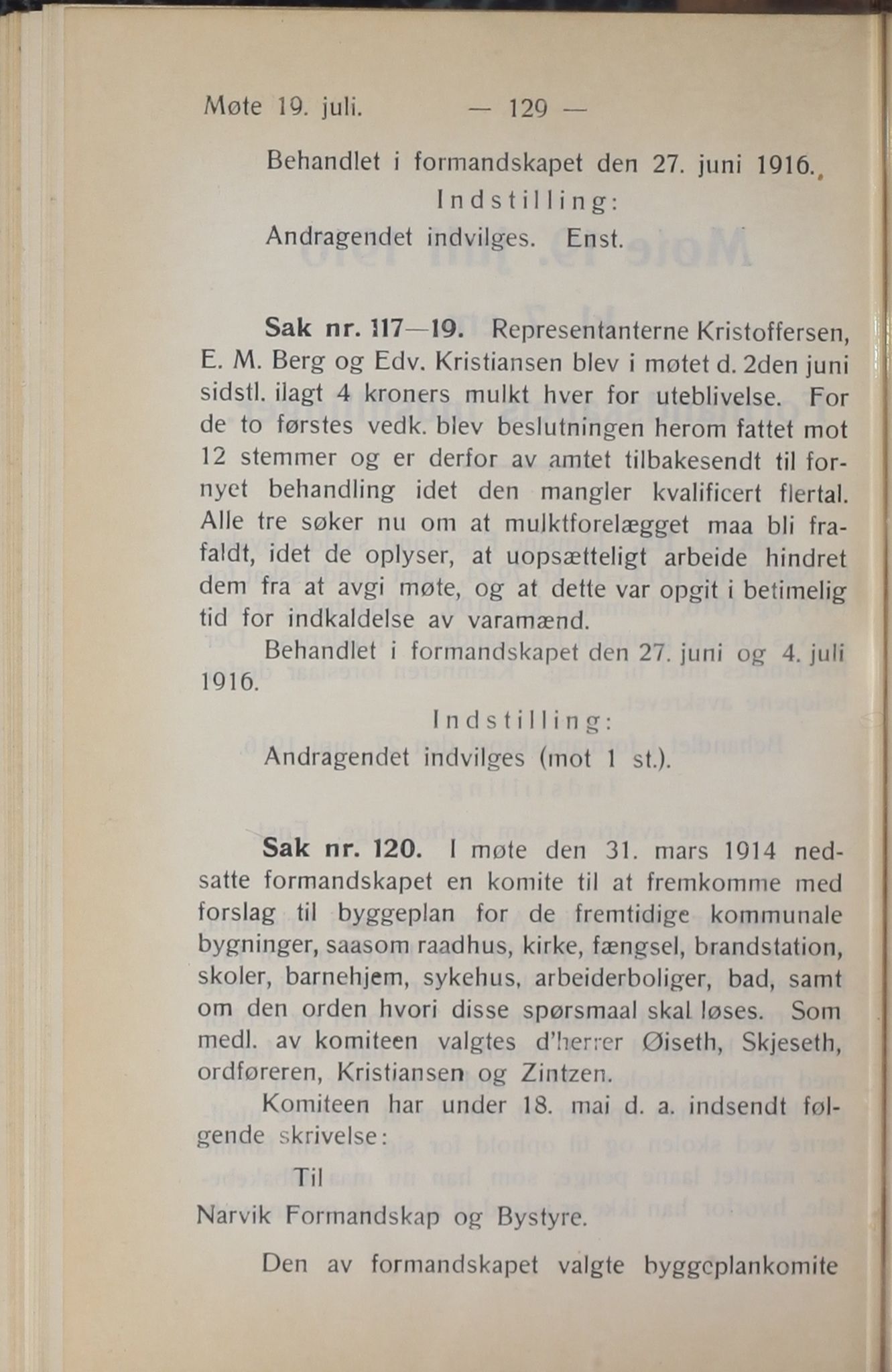 Narvik kommune. Formannskap , AIN/K-18050.150/A/Ab/L0006: Møtebok, 1916