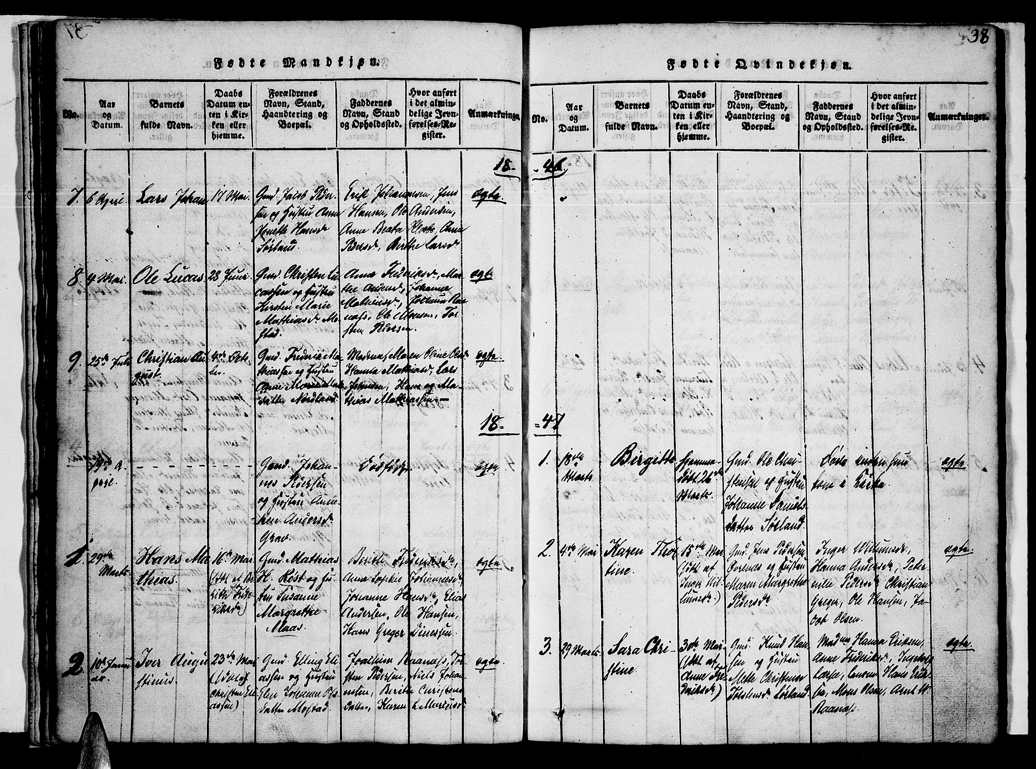 Ministerialprotokoller, klokkerbøker og fødselsregistre - Nordland, AV/SAT-A-1459/807/L0120: Ministerialbok nr. 807A03, 1821-1848, s. 38