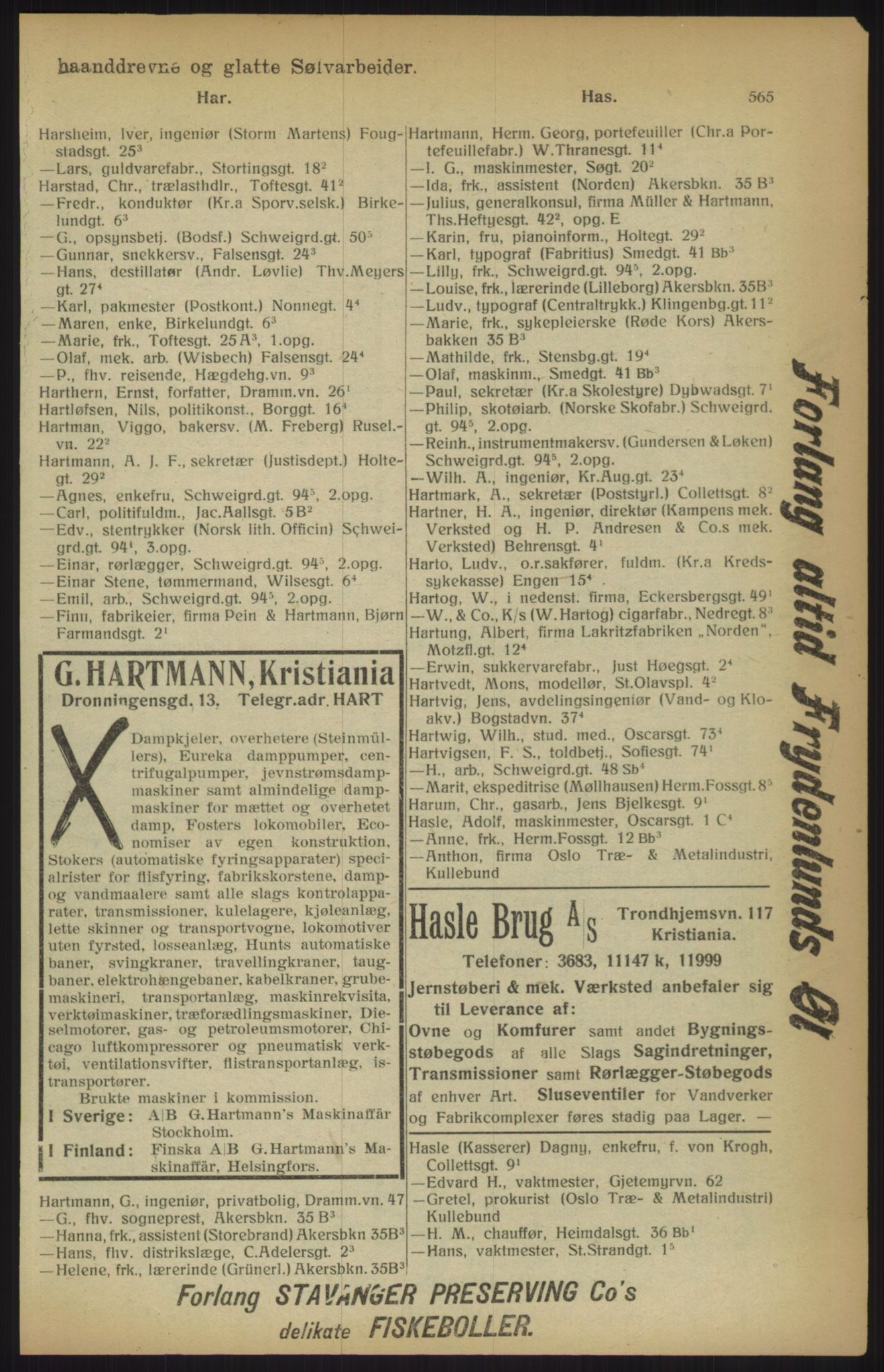 Kristiania/Oslo adressebok, PUBL/-, 1915, s. 565