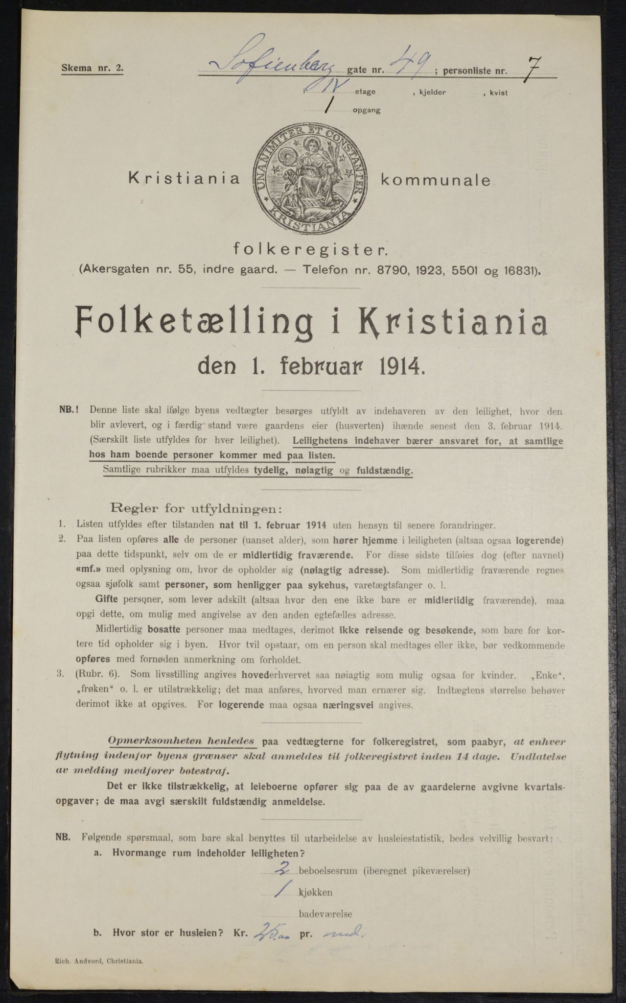 OBA, Kommunal folketelling 1.2.1914 for Kristiania, 1914, s. 98549