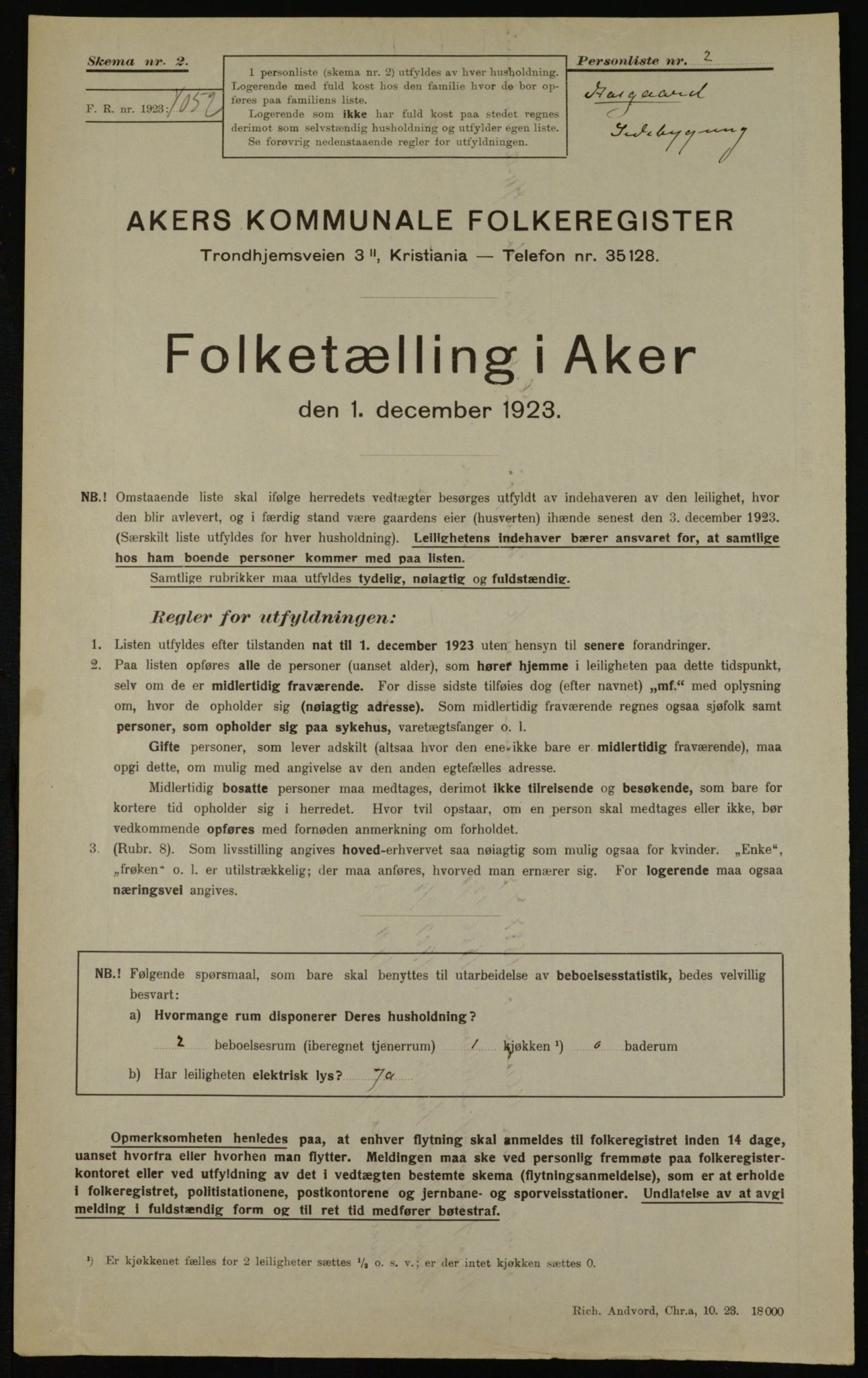 , Kommunal folketelling 1.12.1923 for Aker, 1923, s. 42760