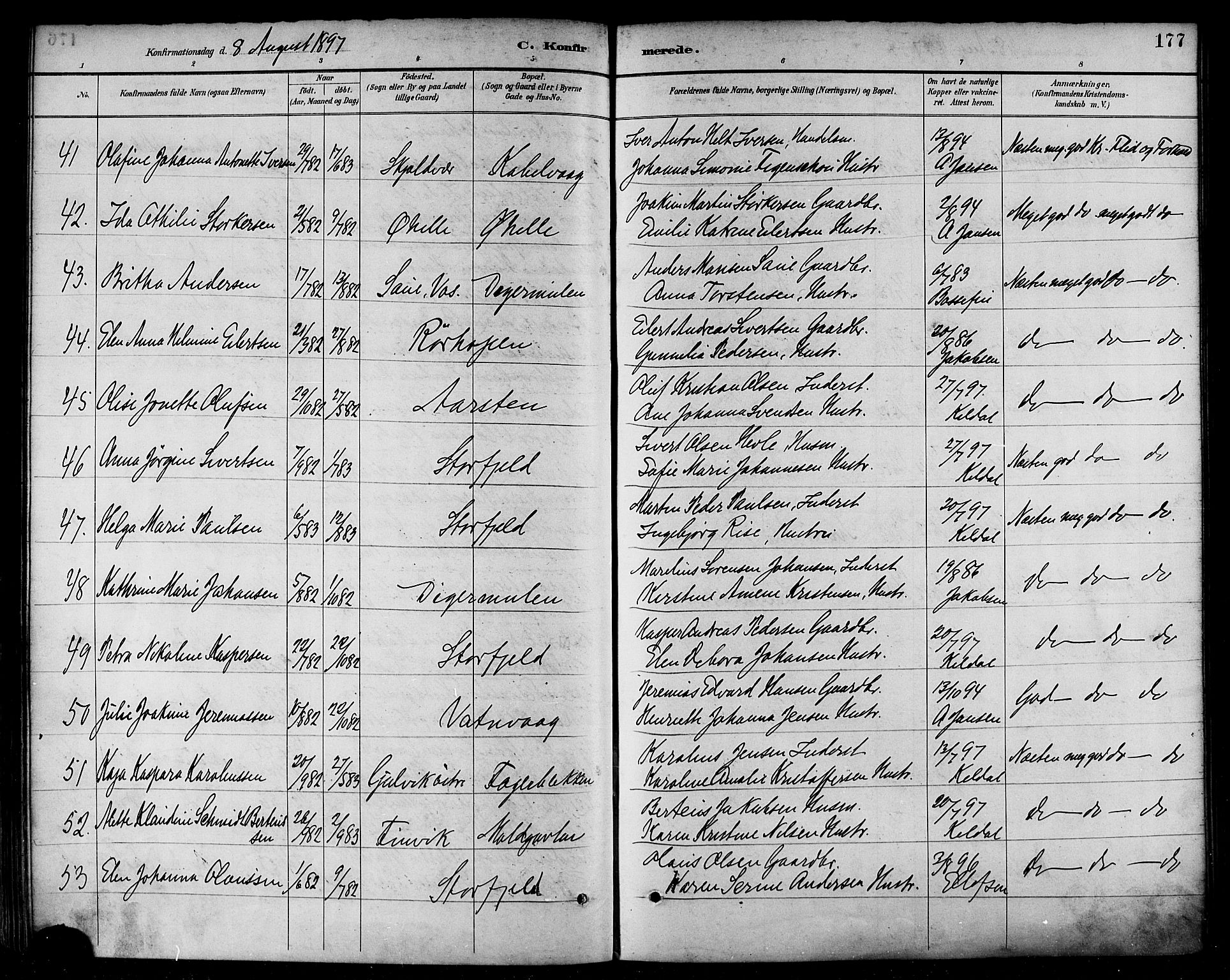 Ministerialprotokoller, klokkerbøker og fødselsregistre - Nordland, AV/SAT-A-1459/874/L1060: Ministerialbok nr. 874A04, 1890-1899, s. 177