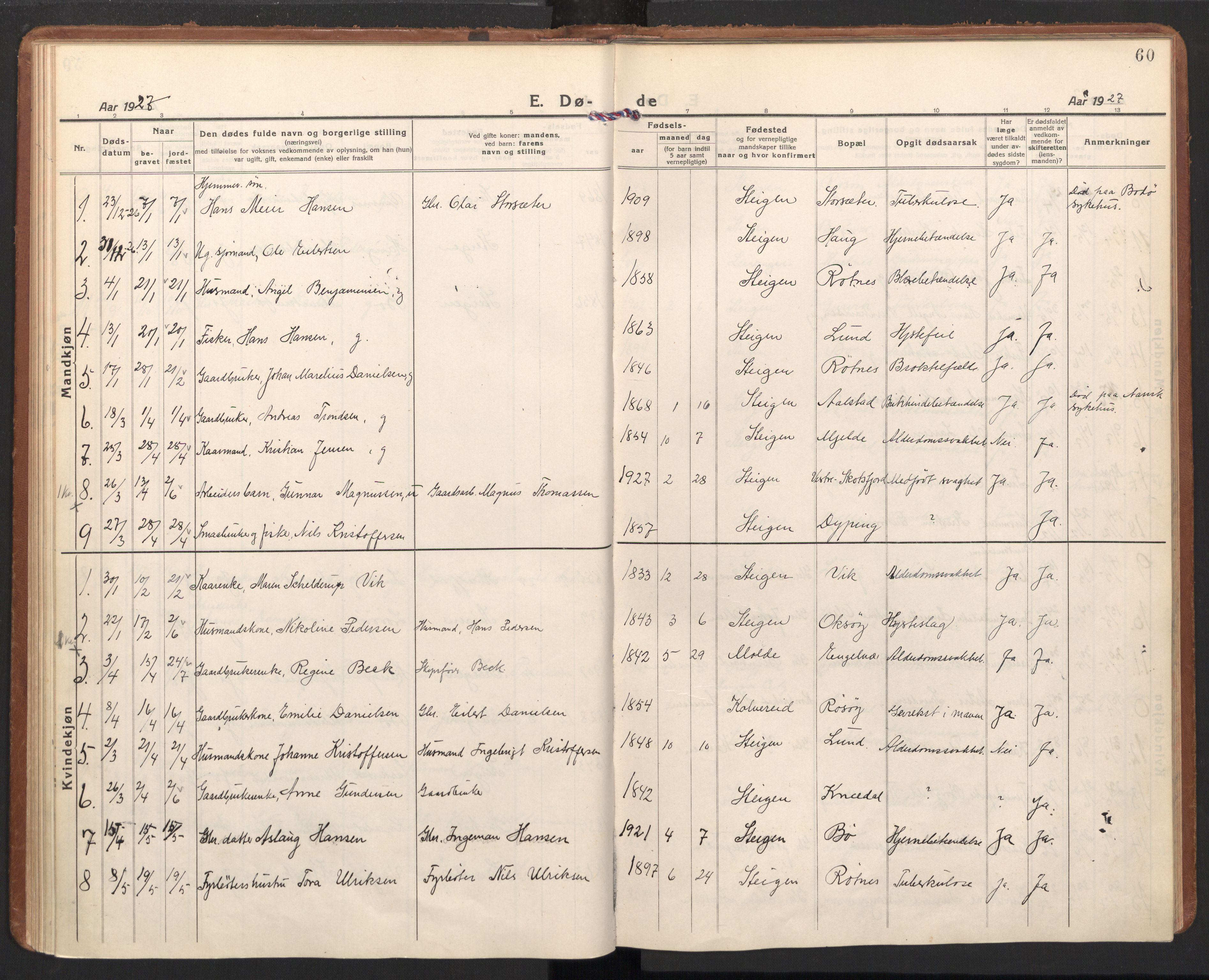 Ministerialprotokoller, klokkerbøker og fødselsregistre - Nordland, AV/SAT-A-1459/855/L0809: Ministerialbok nr. 855A18, 1921-1939, s. 60