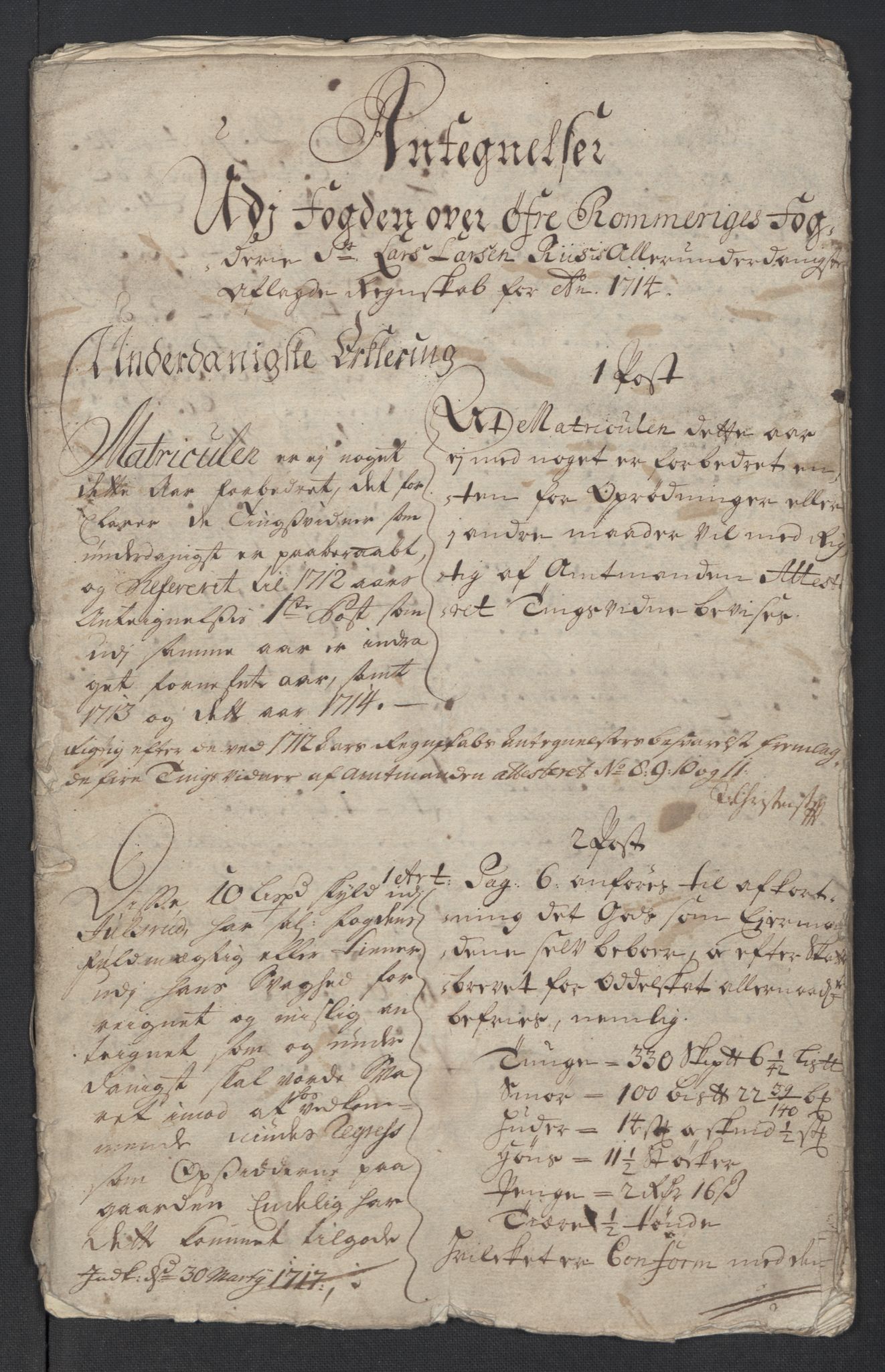 Rentekammeret inntil 1814, Reviderte regnskaper, Fogderegnskap, AV/RA-EA-4092/R12/L0723: Fogderegnskap Øvre Romerike, 1713-1714, s. 339