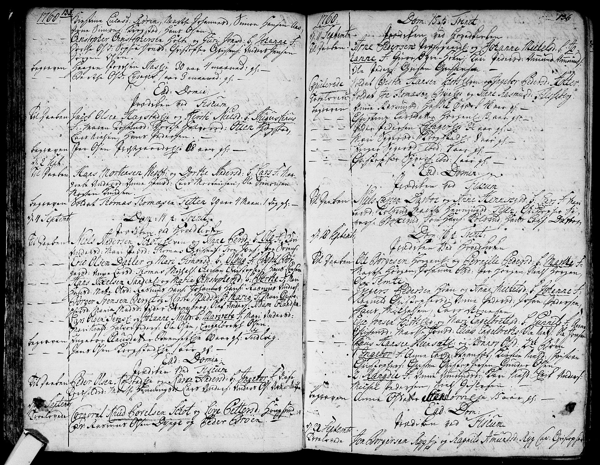 Eiker kirkebøker, AV/SAKO-A-4/F/Fa/L0008: Ministerialbok nr. I 8, 1764-1788, s. 135-136