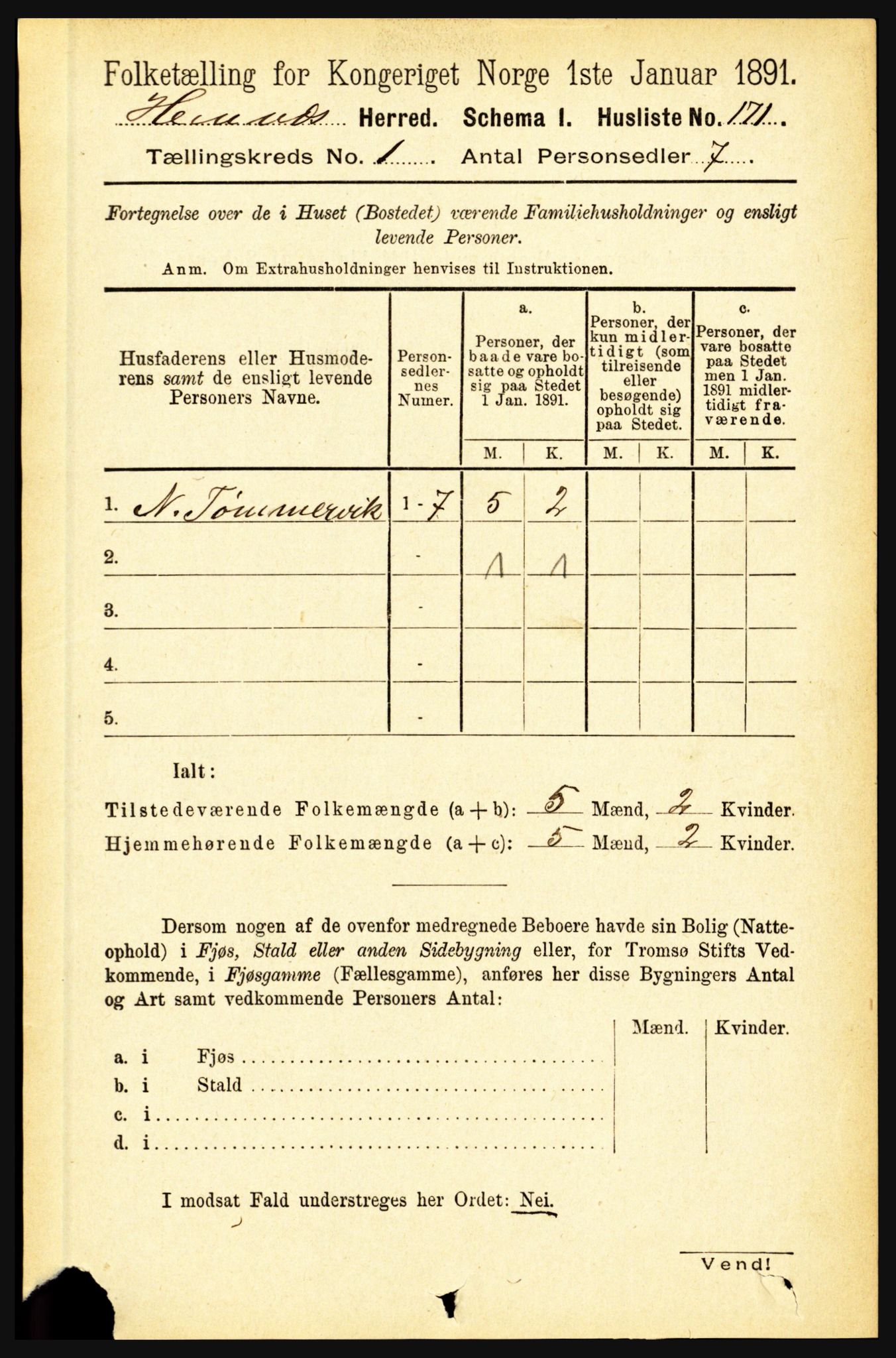 RA, Folketelling 1891 for 1832 Hemnes herred, 1891, s. 205