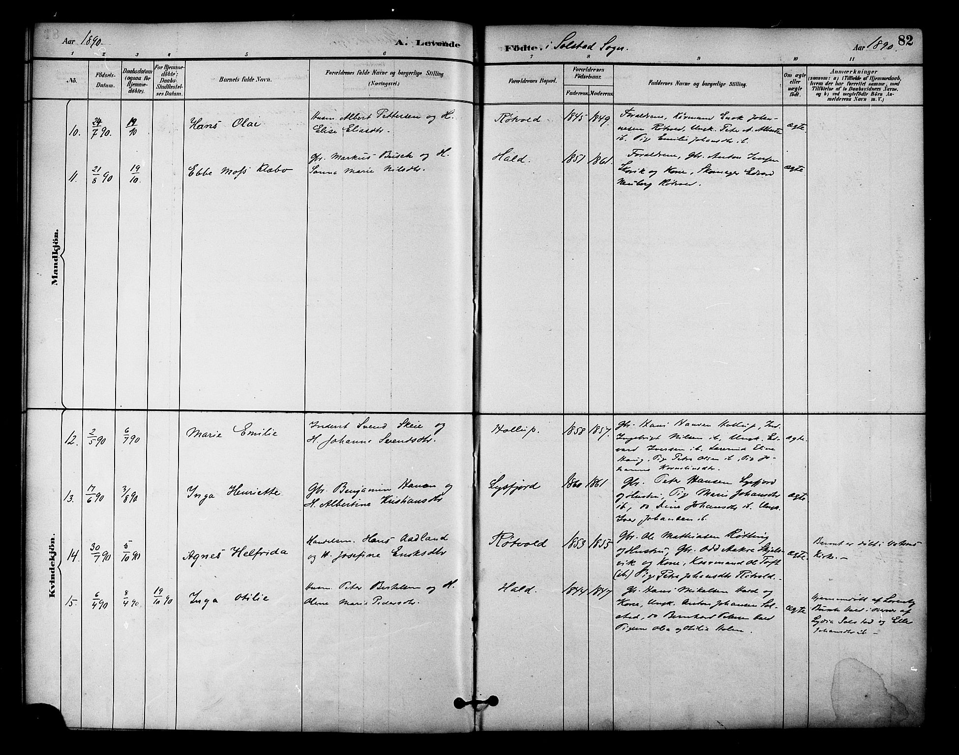 Ministerialprotokoller, klokkerbøker og fødselsregistre - Nordland, AV/SAT-A-1459/810/L0151: Ministerialbok nr. 810A10 /2, 1885-1895, s. 82
