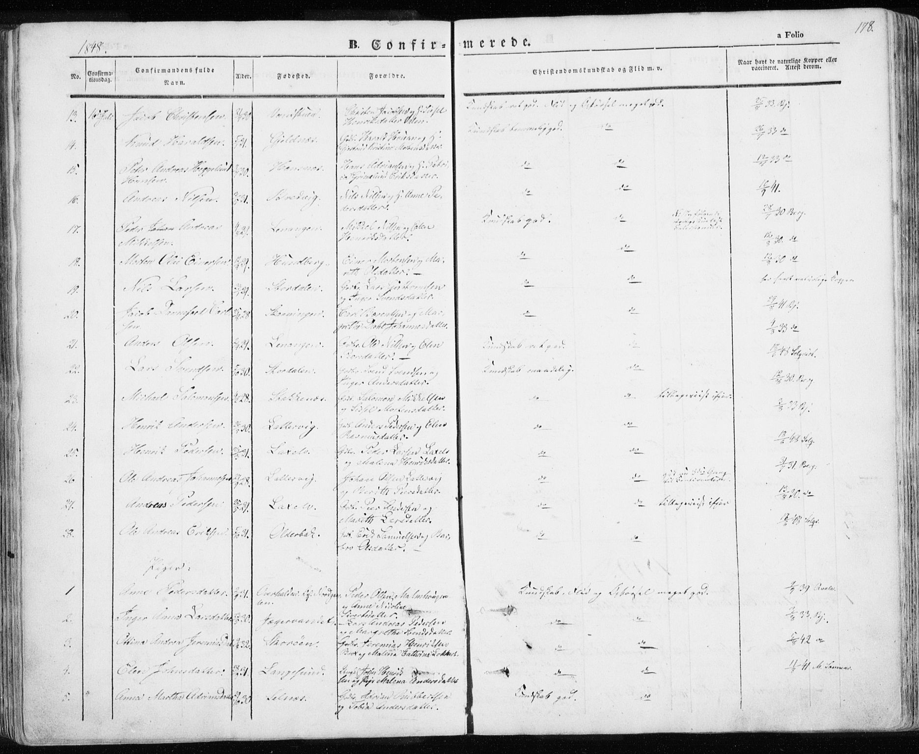 Karlsøy sokneprestembete, AV/SATØ-S-1299/H/Ha/Haa/L0003kirke: Ministerialbok nr. 3, 1843-1860, s. 178