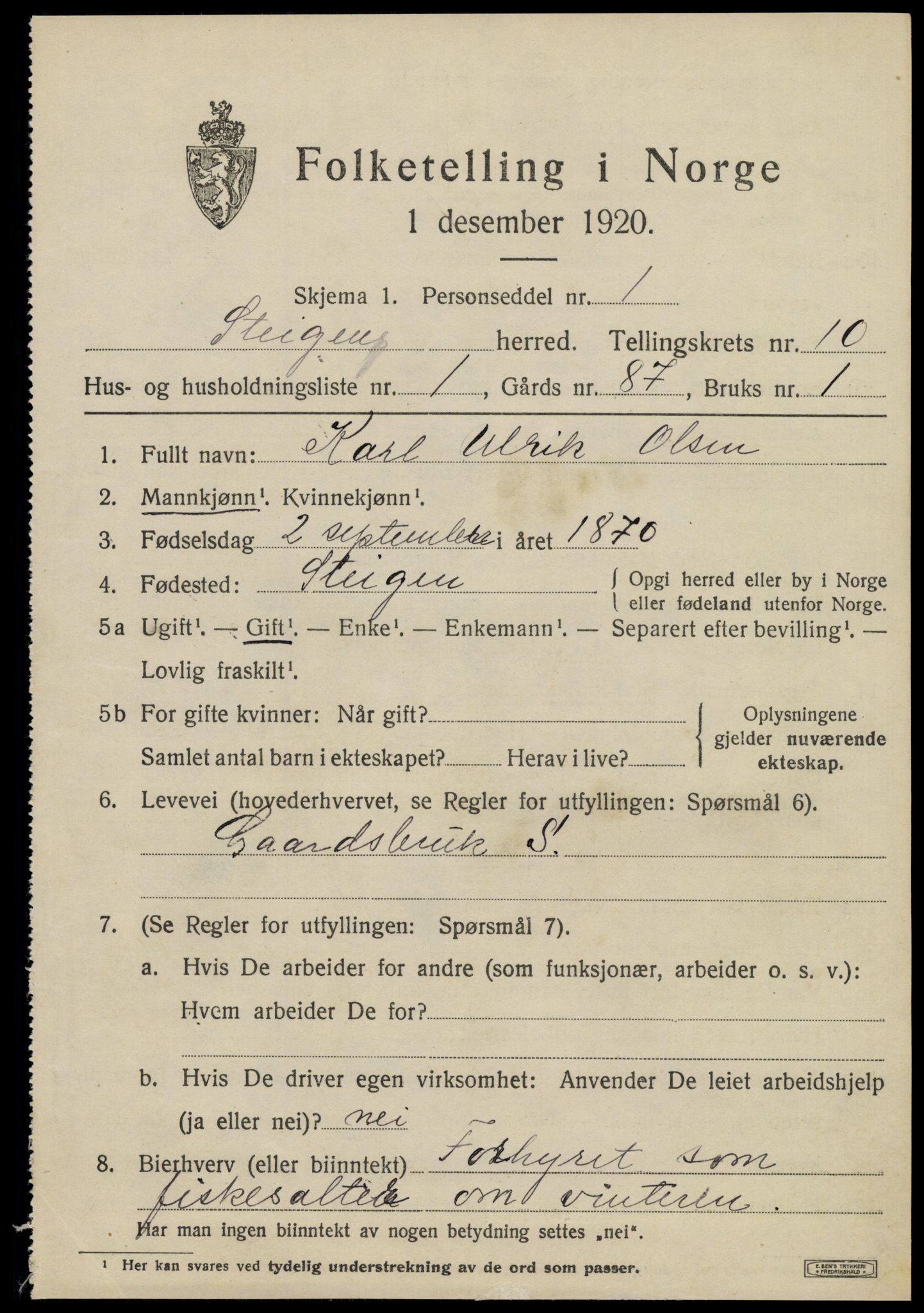 SAT, Folketelling 1920 for 1848 Steigen herred, 1920, s. 4104