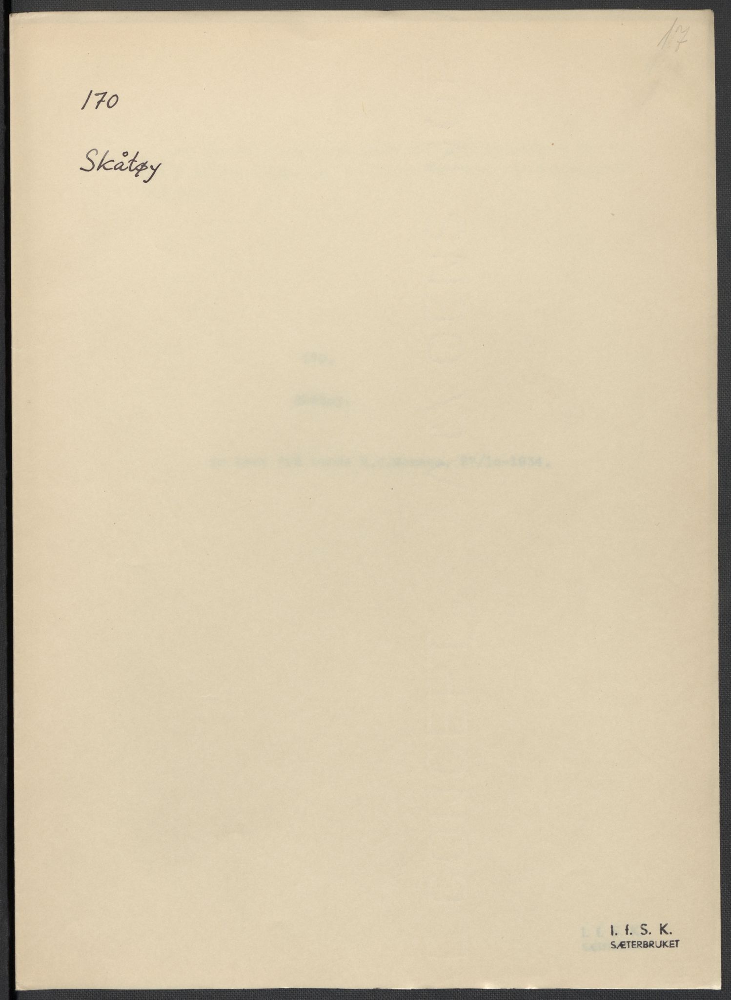 Instituttet for sammenlignende kulturforskning, AV/RA-PA-0424/F/Fc/L0007/0001: Eske B7: / Telemark (perm XVI), 1934-1936, s. 17