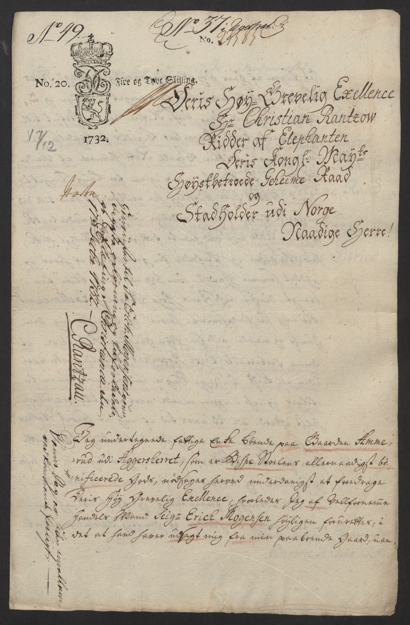 Stattholderembetet 1572-1771, AV/RA-EA-2870/Ef/L0106: Brev fra embetsmenn og andre, 1730-1732, s. 392