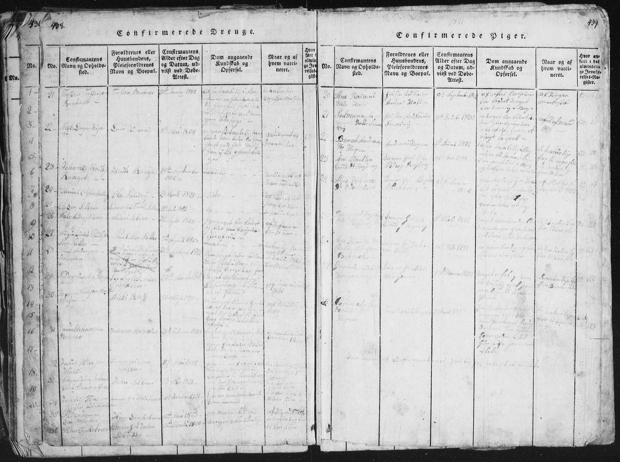 Ministerialprotokoller, klokkerbøker og fødselsregistre - Møre og Romsdal, SAT/A-1454/581/L0942: Klokkerbok nr. 581C00, 1820-1836, s. 438-439