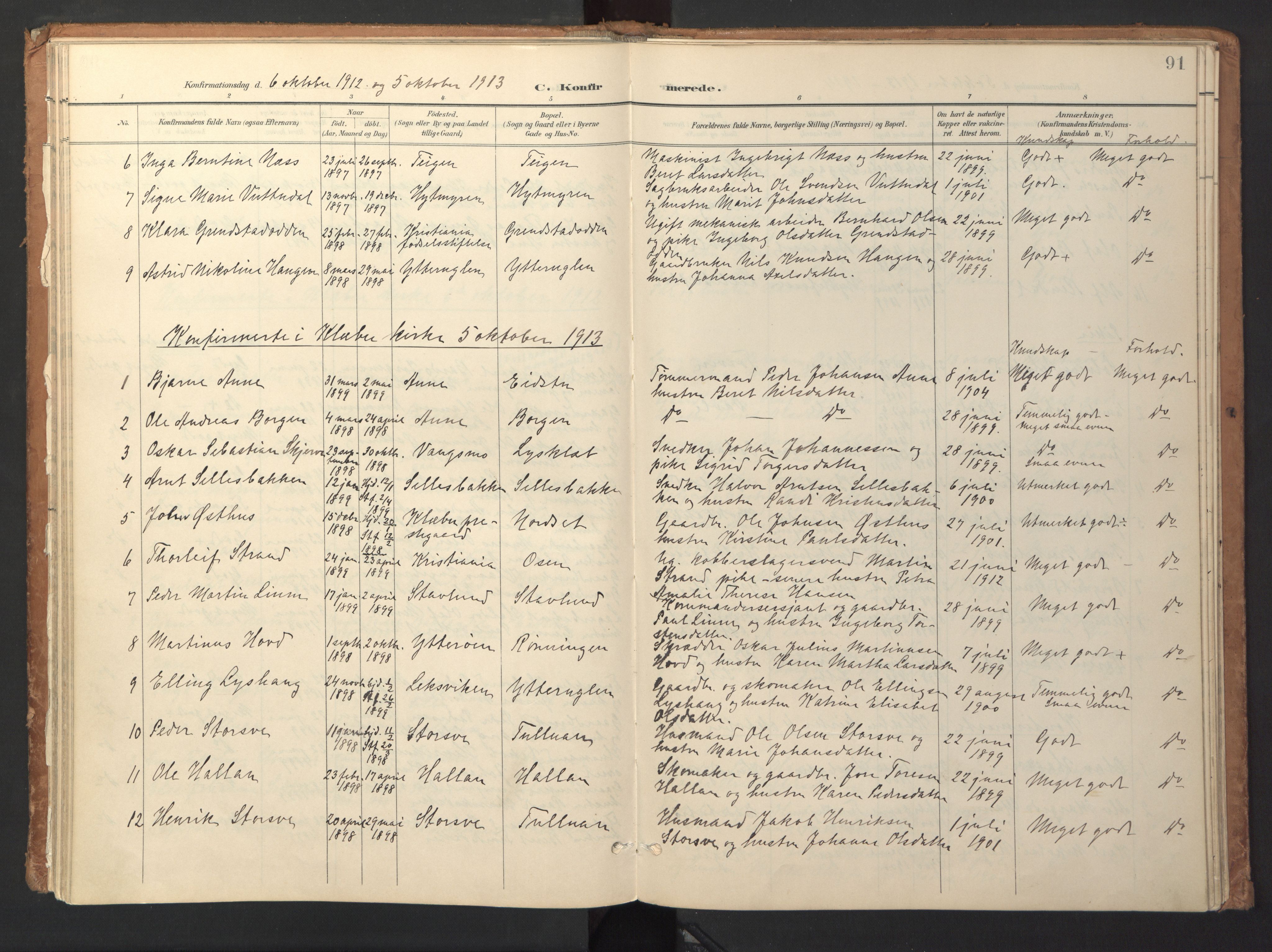 Ministerialprotokoller, klokkerbøker og fødselsregistre - Sør-Trøndelag, AV/SAT-A-1456/618/L0448: Ministerialbok nr. 618A11, 1898-1916, s. 91